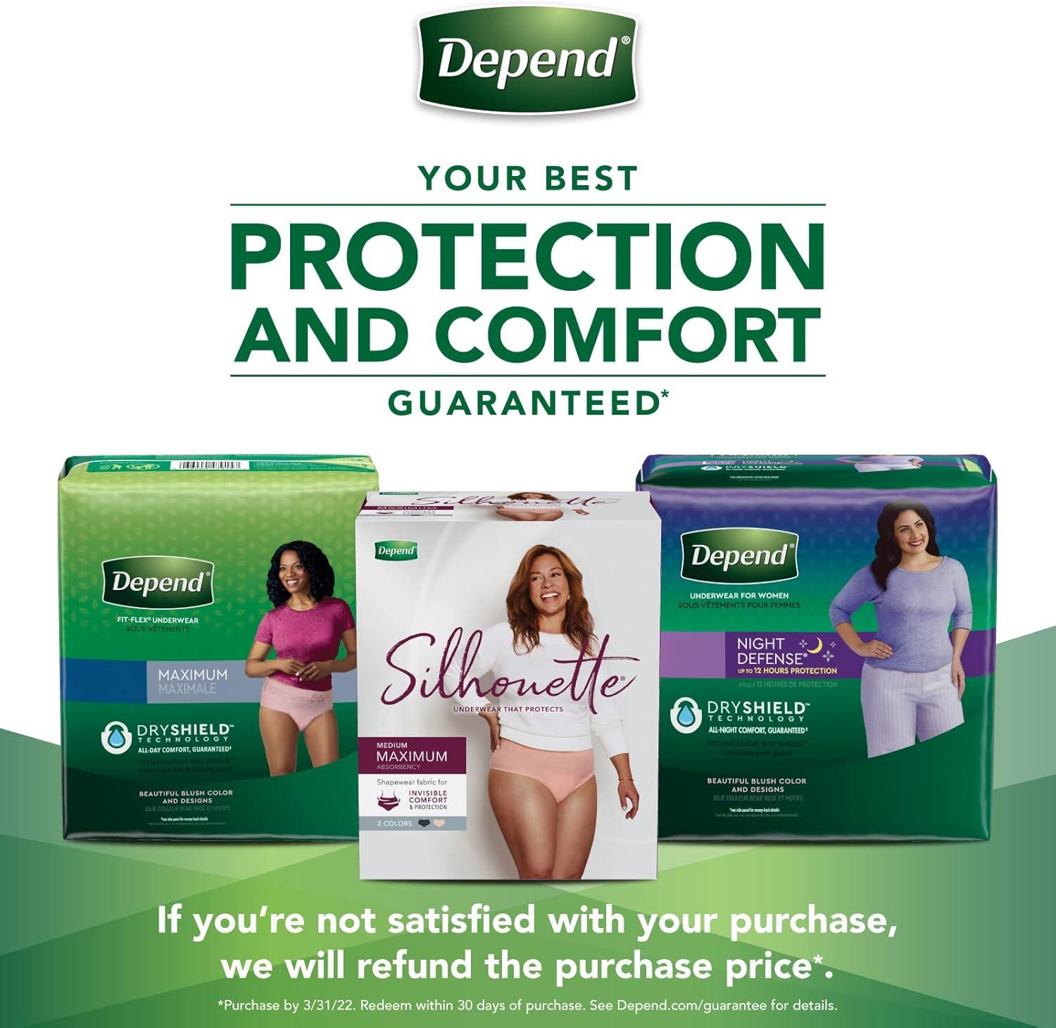 image:imageDepend Silhouette Adult Diapers Incontinence amp Postpartum Bladder Leak Underwear for Women Maximum Absorbency Medium Pink 22 Count Packaging May VaryBerry