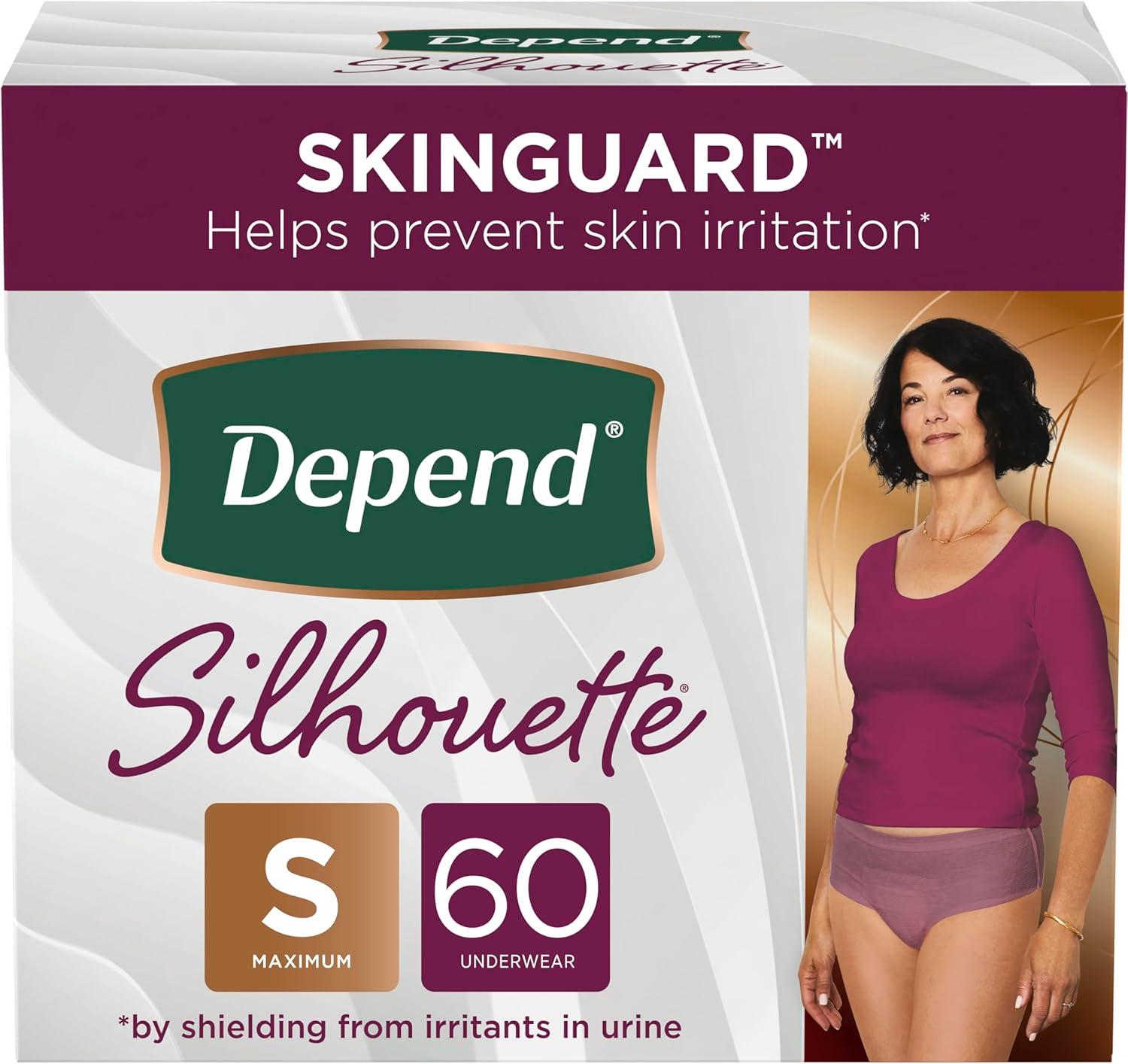 image:imageDepend Silhouette Adult Diapers Incontinence amp Postpartum Bladder Leak Underwear for Women Maximum Absorbency Medium Pink 22 Count Packaging May VaryBerry