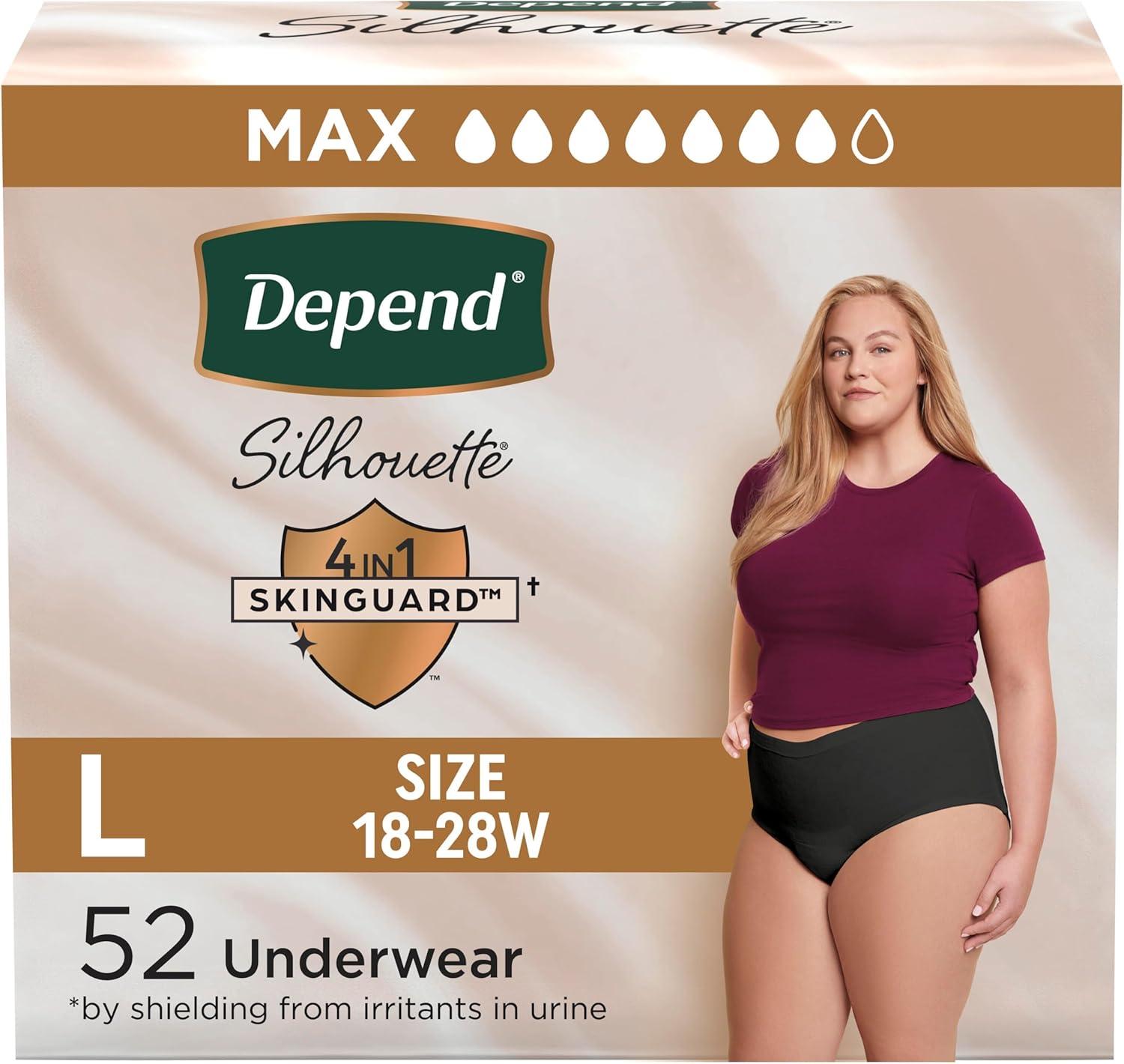 image:imageDepend Silhouette Adult Diapers Incontinence amp Postpartum Bladder Leak Underwear for Women Maximum Absorbency Medium Pink 22 Count Packaging May VaryBlack