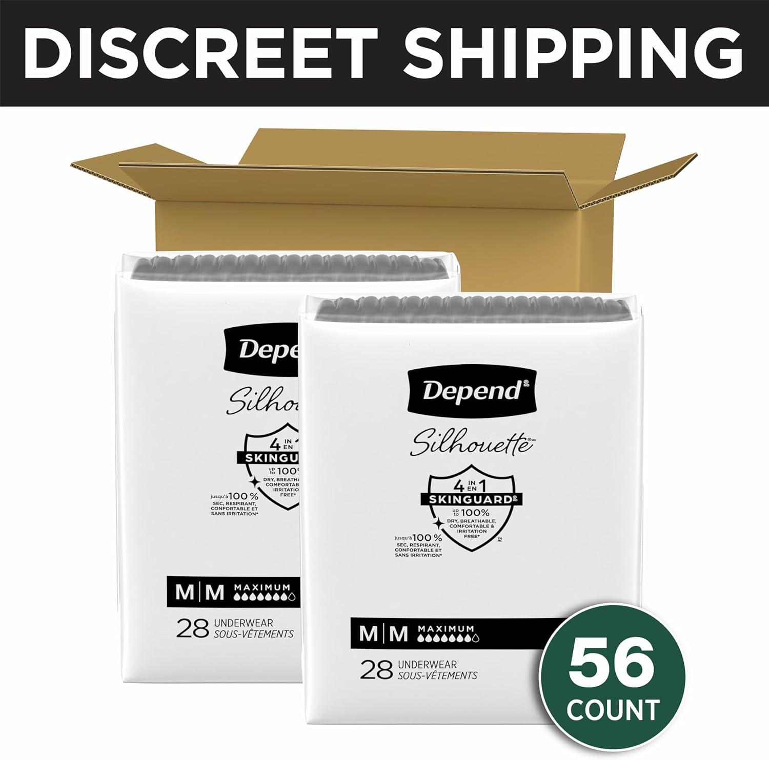 image:imageDepend Silhouette Adult Diapers Incontinence amp Postpartum Bladder Leak Underwear for Women Maximum Absorbency Medium Pink 22 Count Packaging May VaryBlack