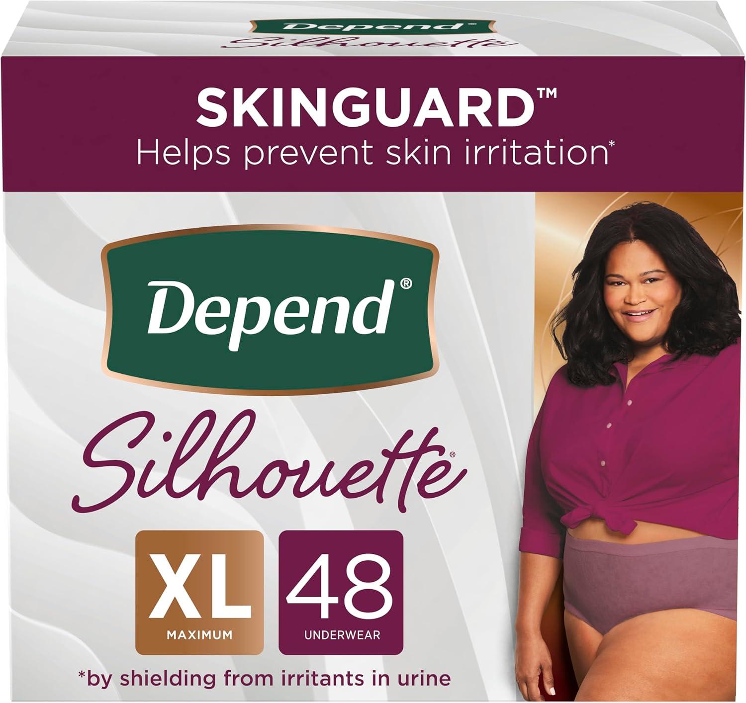 image:imageDepend Silhouette Adult Diapers Incontinence amp Postpartum Bladder Leak Underwear for Women Maximum Absorbency Medium Pink 22 Count Packaging May VaryBerry