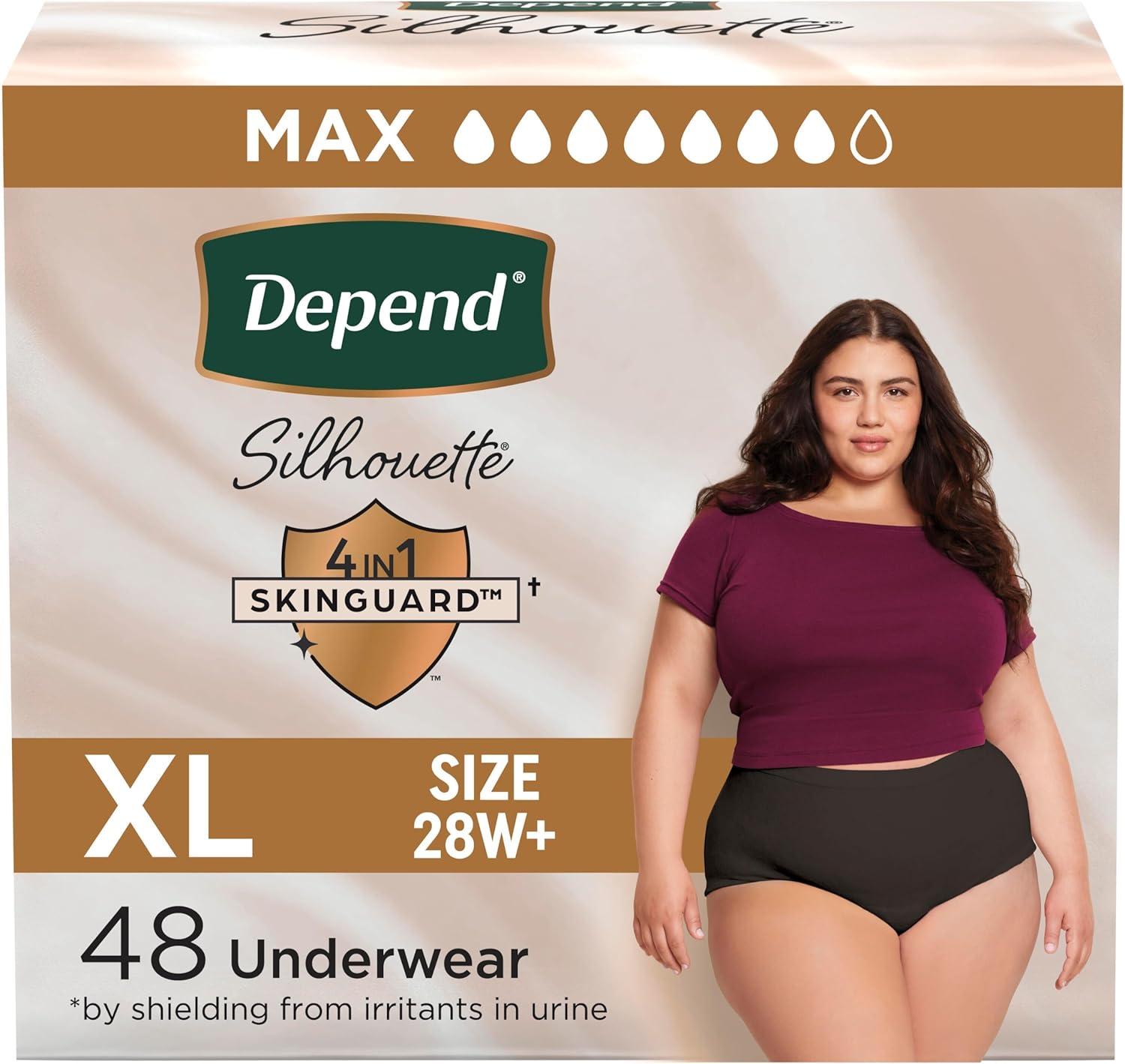 image:imageDepend Silhouette Adult Diapers Incontinence amp Postpartum Bladder Leak Underwear for Women Maximum Absorbency Medium Pink 22 Count Packaging May VaryBlack