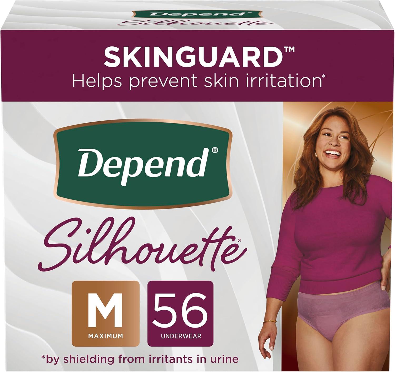 image:imageDepend Silhouette Adult Diapers Incontinence amp Postpartum Bladder Leak Underwear for Women Maximum Absorbency Medium Pink 22 Count Packaging May VaryBerry