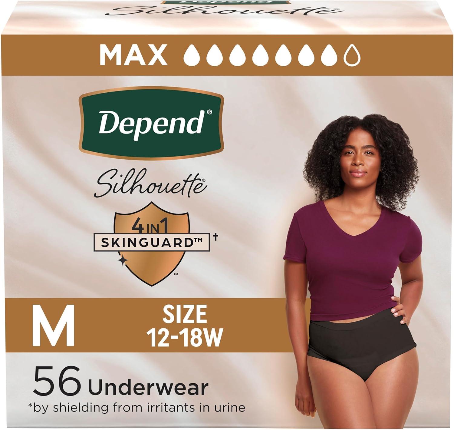 image:imageDepend Silhouette Adult Diapers Incontinence amp Postpartum Bladder Leak Underwear for Women Maximum Absorbency Medium Pink 22 Count Packaging May VaryBlack