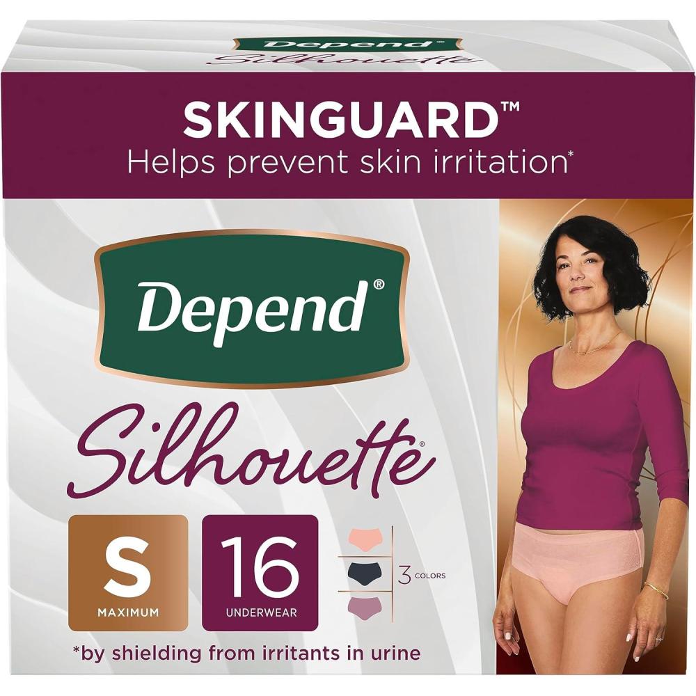 image:imageDepend Silhouette Adult Diapers Incontinence amp Postpartum Bladder Leak Underwear for Women Maximum Absorbency Medium Pink 22 Count Packaging May VaryBerry