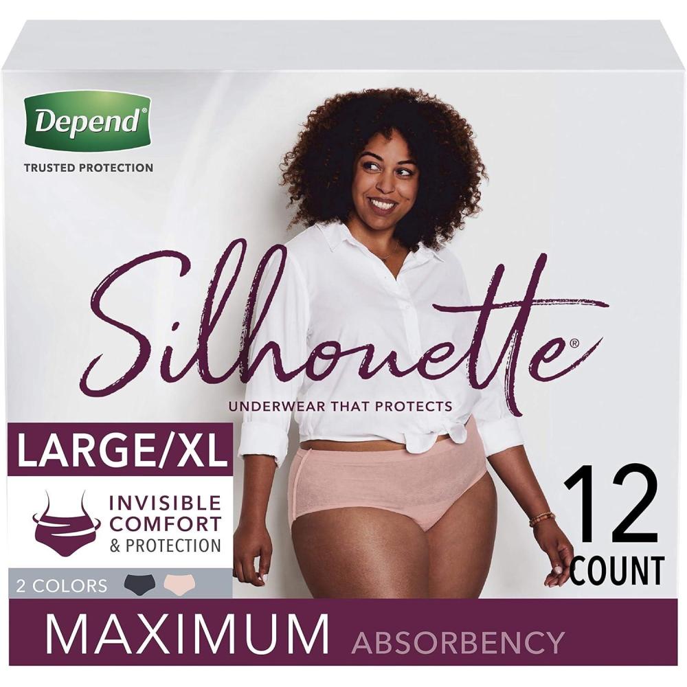 image:imageDepend Silhouette Adult Diapers Incontinence amp Postpartum Bladder Leak Underwear for Women Maximum Absorbency Medium Pink 22 Count Packaging May VaryBeige