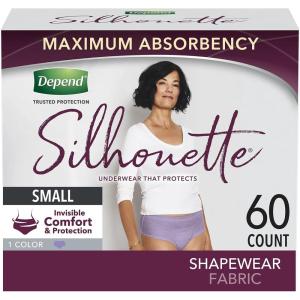 Depend Silhouette Adult Diapers, Incontinence & Postpartum Bladder Leak Underwear for Women, Maximum Absorbency, Medium, Pink, 22 Count, Packaging May Vary(Purple)