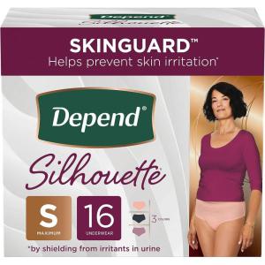 Depend Silhouette Adult Diapers, Incontinence & Postpartum Bladder Leak Underwear for Women, Maximum Absorbency, Medium, Pink, 22 Count, Packaging May Vary(Berry)