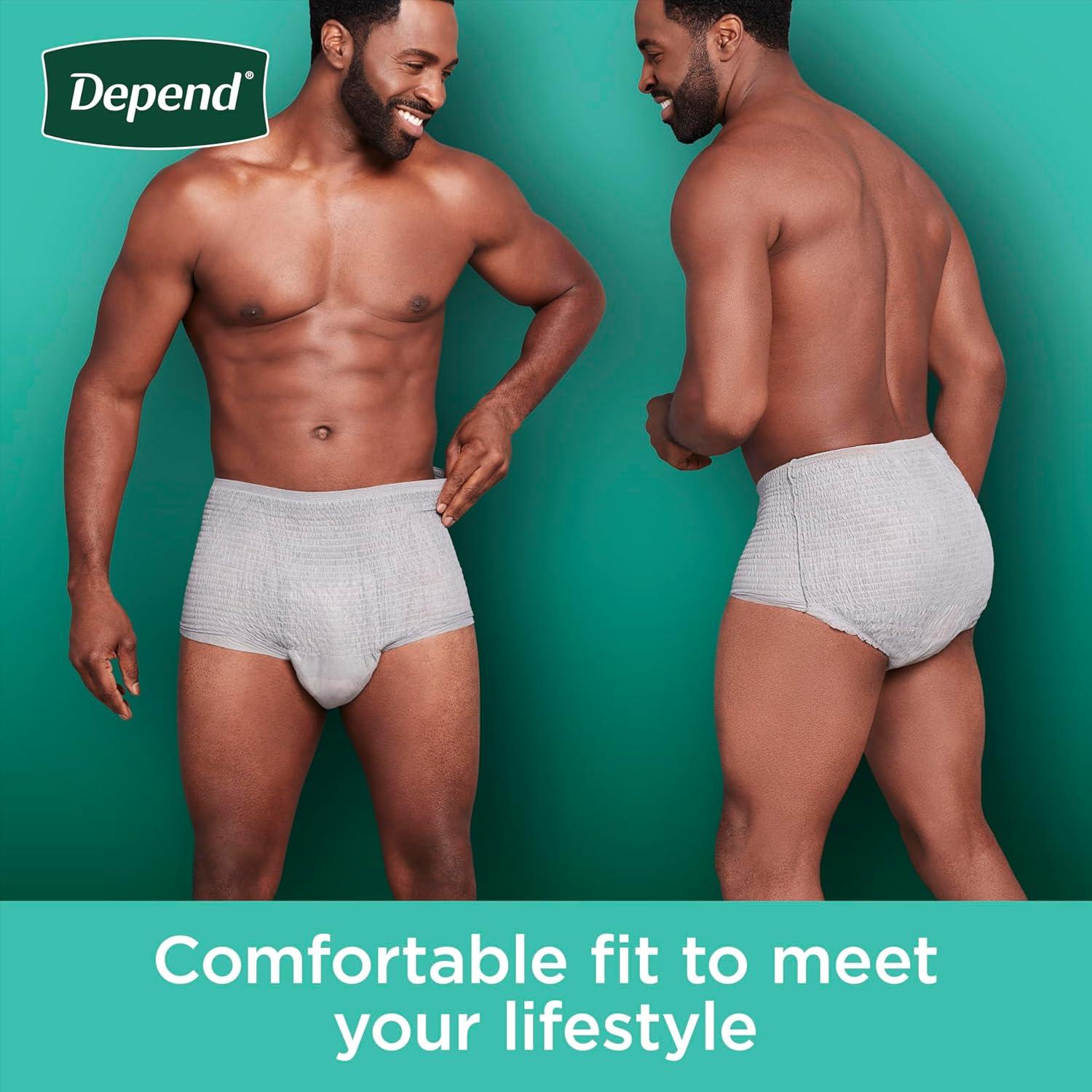 image:imageDepend Fresh Protection Adult Diapers Incontinence Underwear for Men Disposable Maximum ExtraLarge Grey 68 Count 2 Packs of 34 Packaging May Vary2XLarge