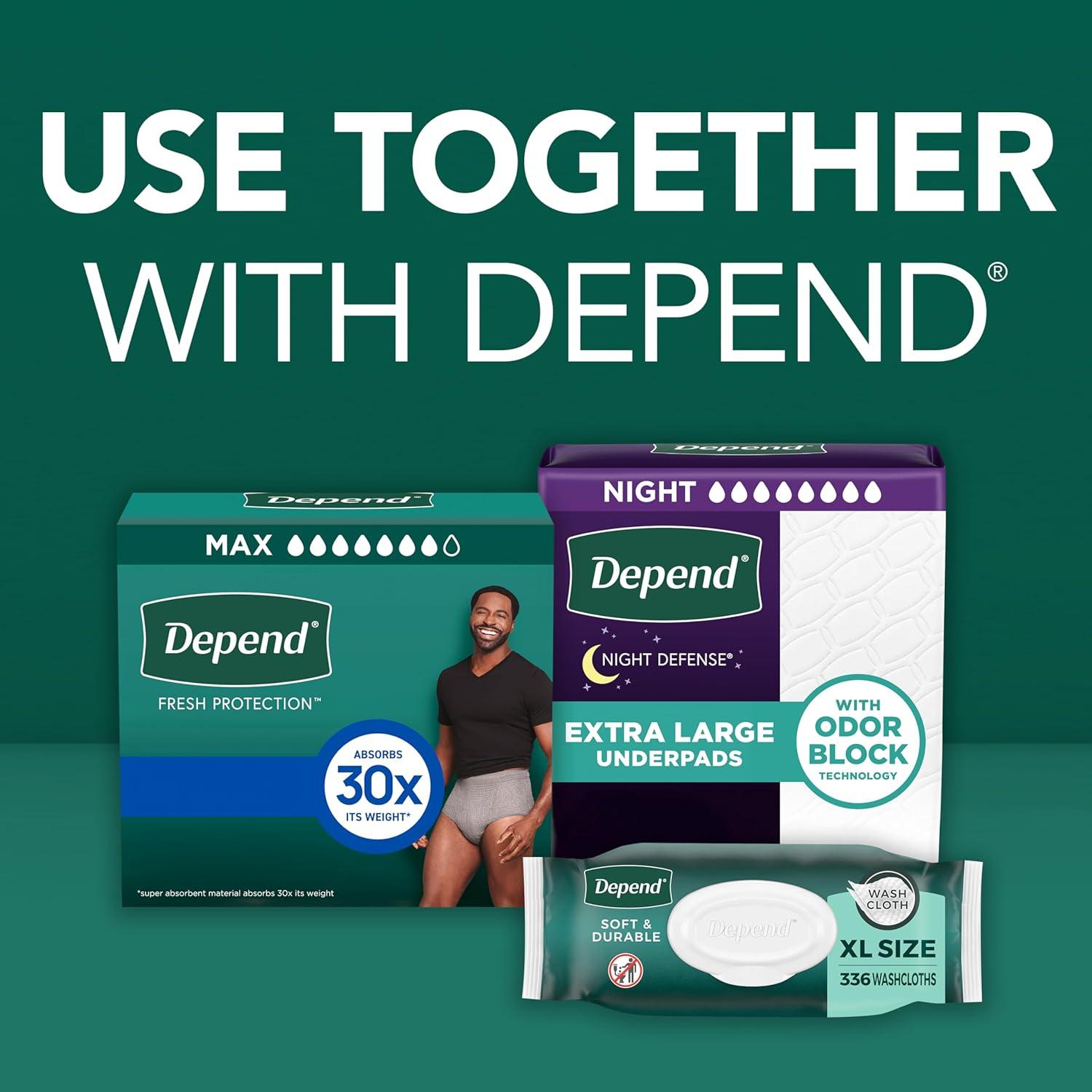 image:imageDepend Fresh Protection Adult Diapers Incontinence Underwear for Men Disposable Maximum ExtraLarge Grey 68 Count 2 Packs of 34 Packaging May Vary2XLarge