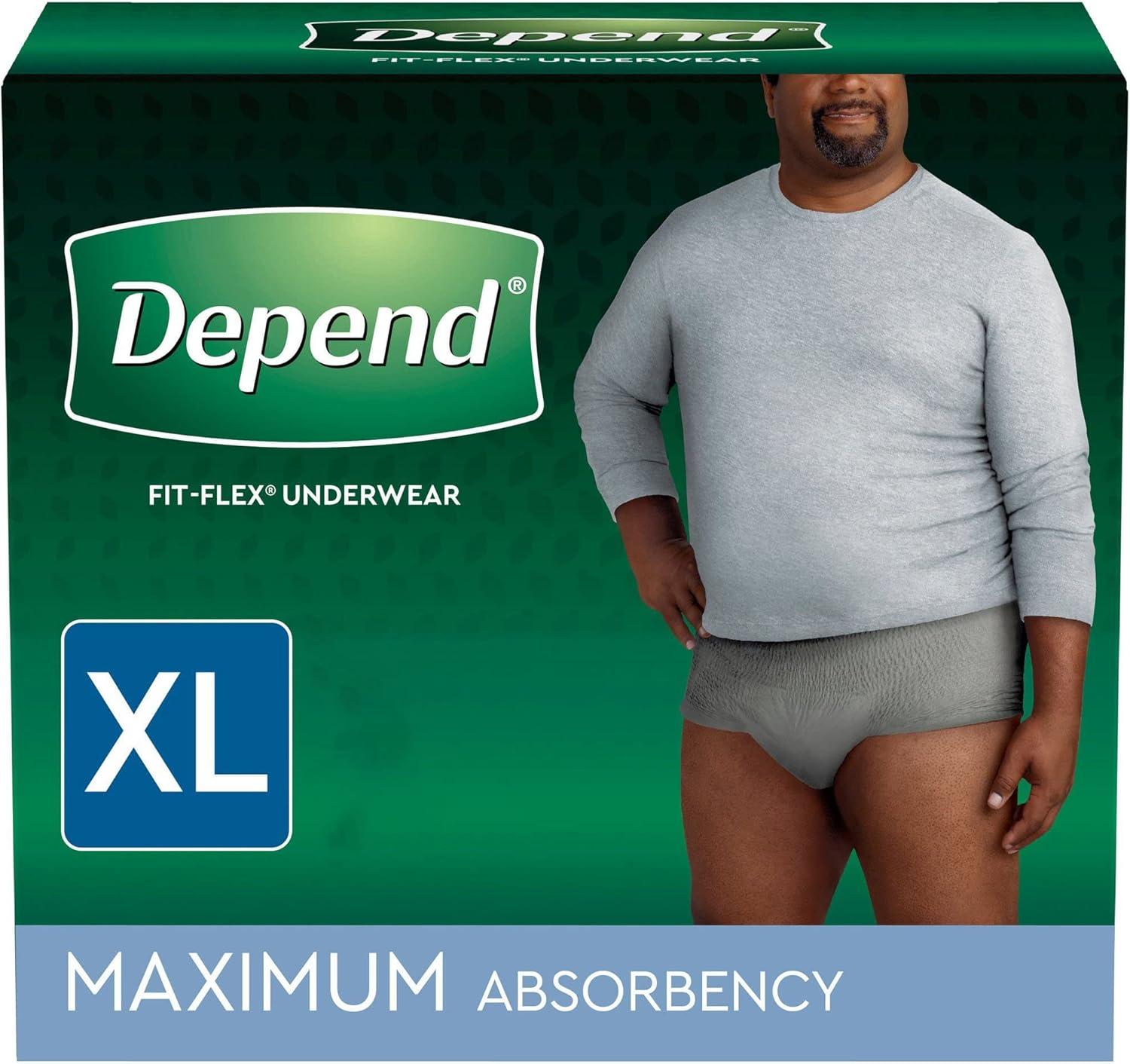 image:imageDepend Fresh Protection Adult Diapers Incontinence Underwear for Men Disposable Maximum ExtraLarge Grey 68 Count 2 Packs of 34 Packaging May VaryXLarge