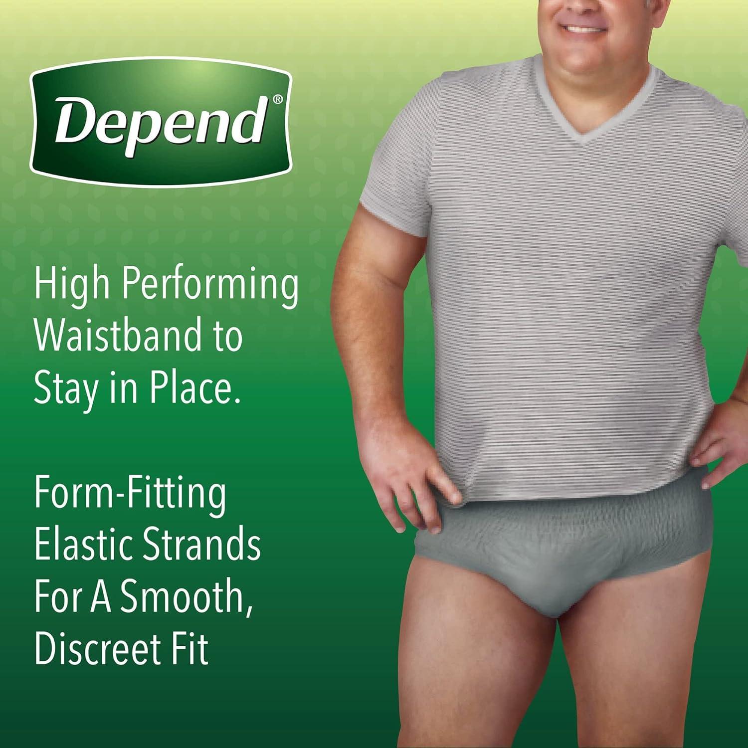image:imageDepend Fresh Protection Adult Diapers Incontinence Underwear for Men Disposable Maximum ExtraLarge Grey 68 Count 2 Packs of 34 Packaging May VaryXLarge
