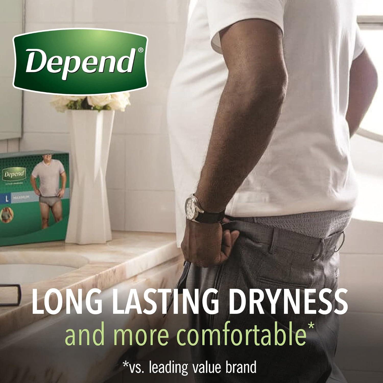 image:imageDepend Fresh Protection Adult Diapers Incontinence Underwear for Men Disposable Maximum ExtraLarge Grey 68 Count 2 Packs of 34 Packaging May VaryXLarge