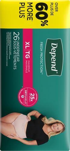 image:imageDepend Fresh Protection Adult Diapers Incontinence amp Postpartum Bladder Leak Underwear for Women Disposable Maximum ExtraExtraLarge Blush 44 Count 2 Packs of 22 Packaging May VaryXLarge
