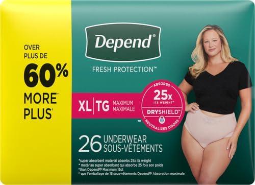 image:imageDepend Fresh Protection Adult Diapers Incontinence amp Postpartum Bladder Leak Underwear for Women Disposable Maximum ExtraExtraLarge Blush 44 Count 2 Packs of 22 Packaging May VaryXLarge