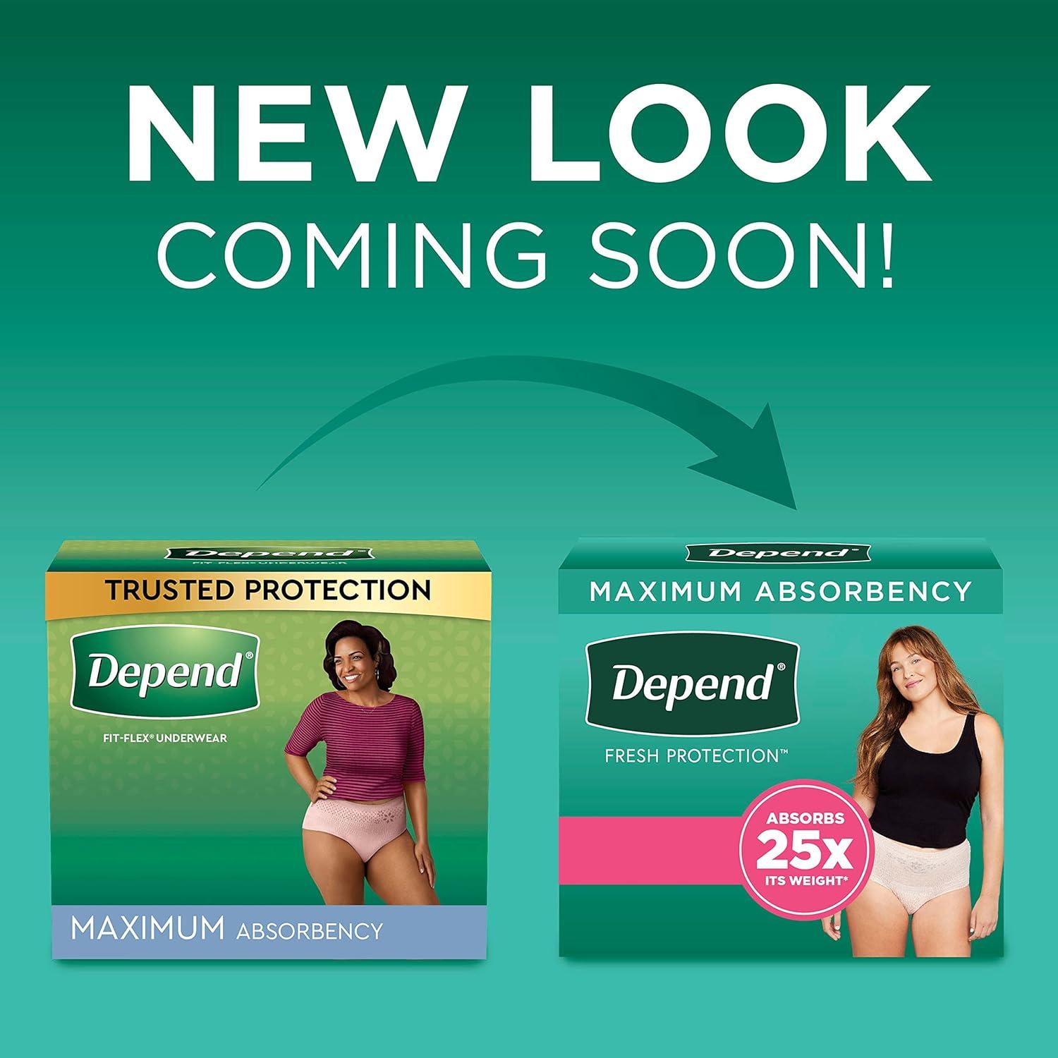 image:imageDepend Fresh Protection Adult Diapers Incontinence amp Postpartum Bladder Leak Underwear for Women Disposable Maximum ExtraExtraLarge Blush 44 Count 2 Packs of 22 Packaging May VaryXLarge