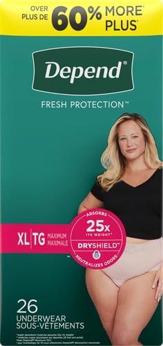 image:imageDepend Fresh Protection Adult Diapers Incontinence amp Postpartum Bladder Leak Underwear for Women Disposable Maximum ExtraExtraLarge Blush 44 Count 2 Packs of 22 Packaging May VaryXLarge