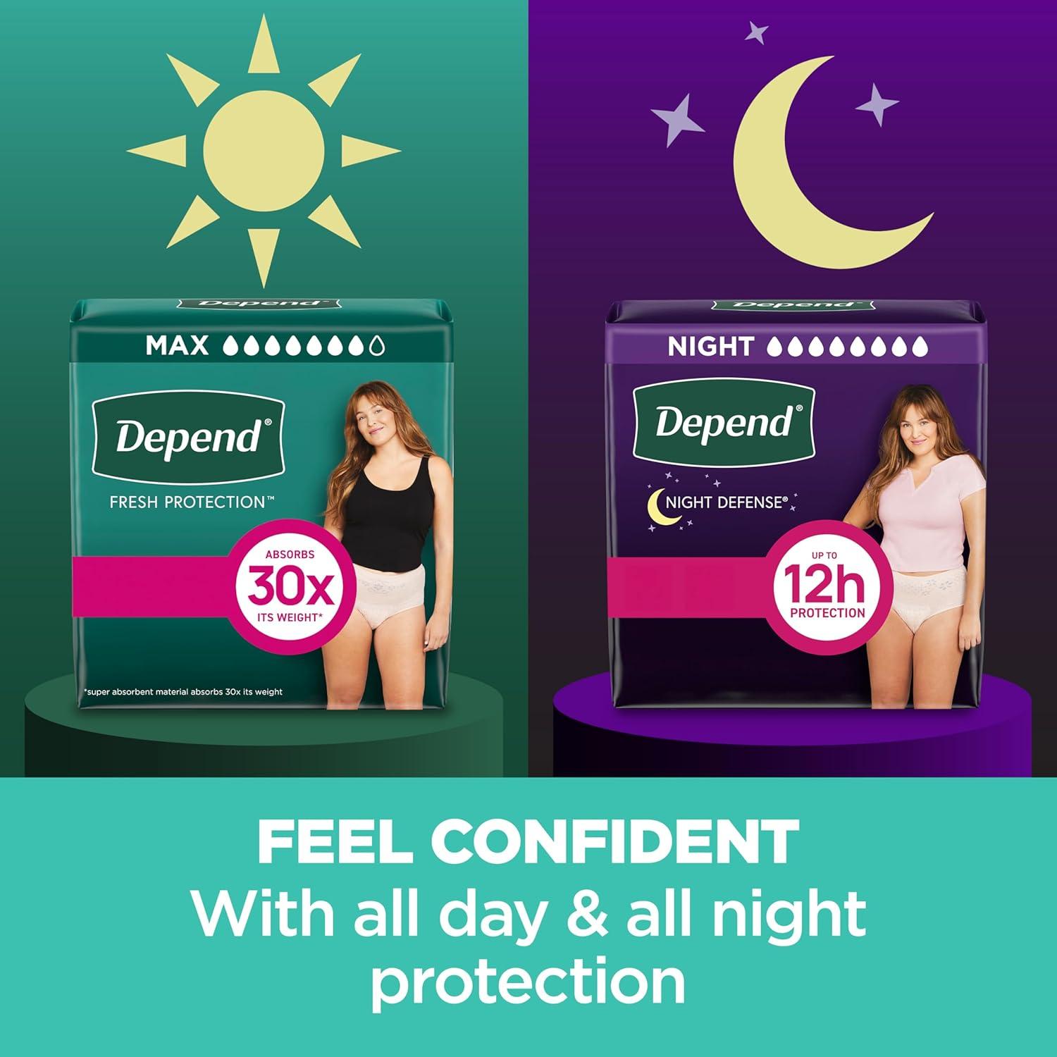 image:imageDepend Fresh Protection Adult Diapers Incontinence amp Postpartum Bladder Leak Underwear for Women Disposable Maximum ExtraExtraLarge Blush 44 Count 2 Packs of 22 Packaging May VaryXLarge