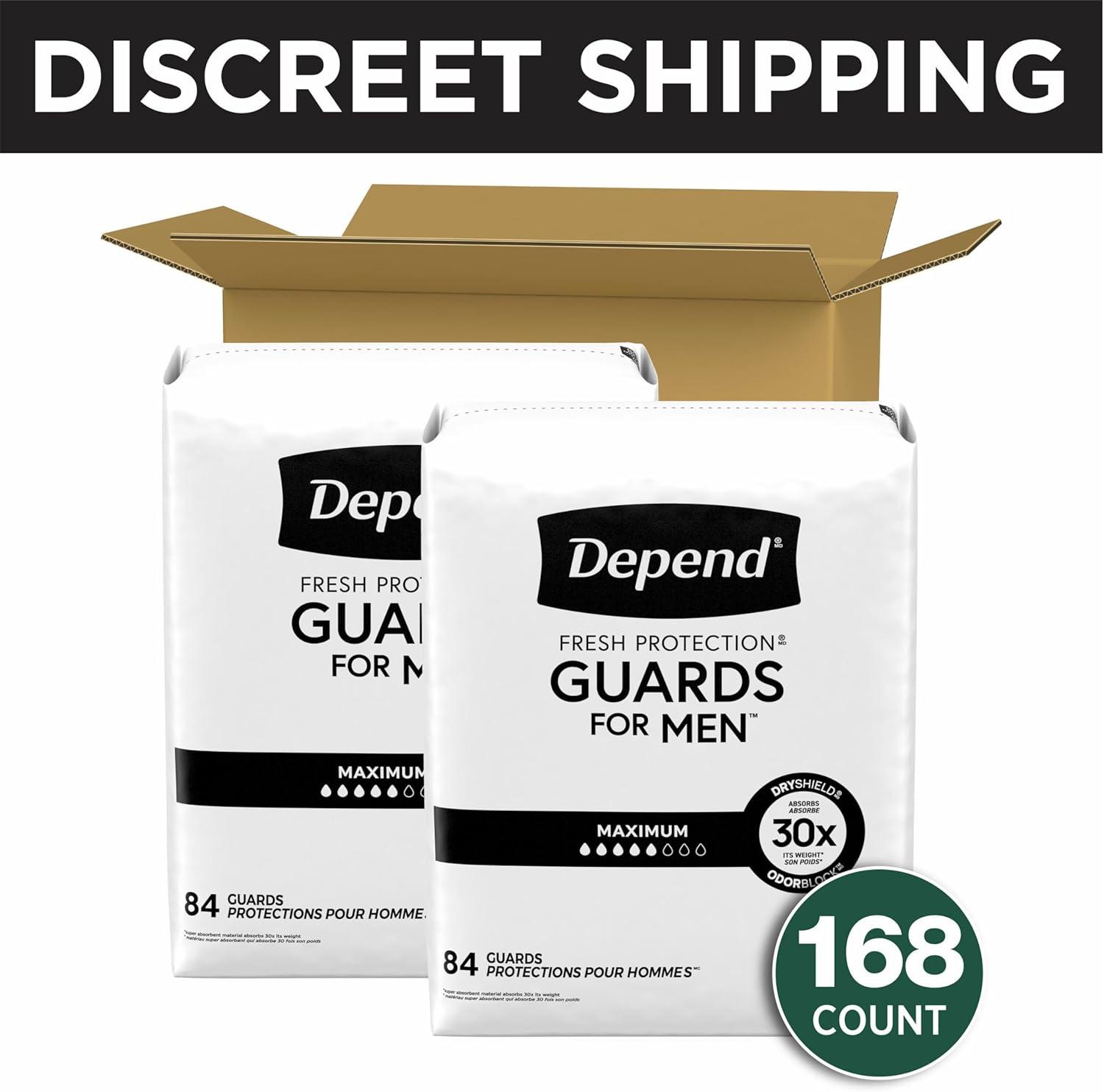 image:imageDepend Guards Incontinence Pads for Men Maximum Absorbency 52 Count Packaging May Vary168