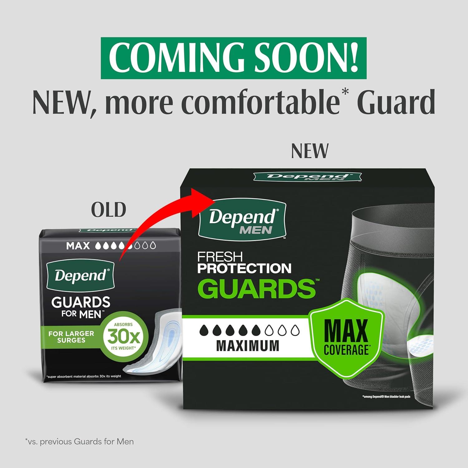 image:imageDepend Guards Incontinence Pads for Men Maximum Absorbency 52 Count Packaging May Vary52