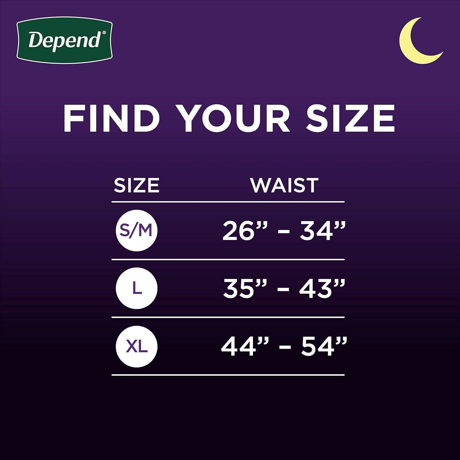 image:imageDepend Night Defense Adult Diapers Incontinence Underwear for Men Disposable Overnight ExtraLarge Grey 48 Count 4 Packs of 12 Packaging May VaryXLarge