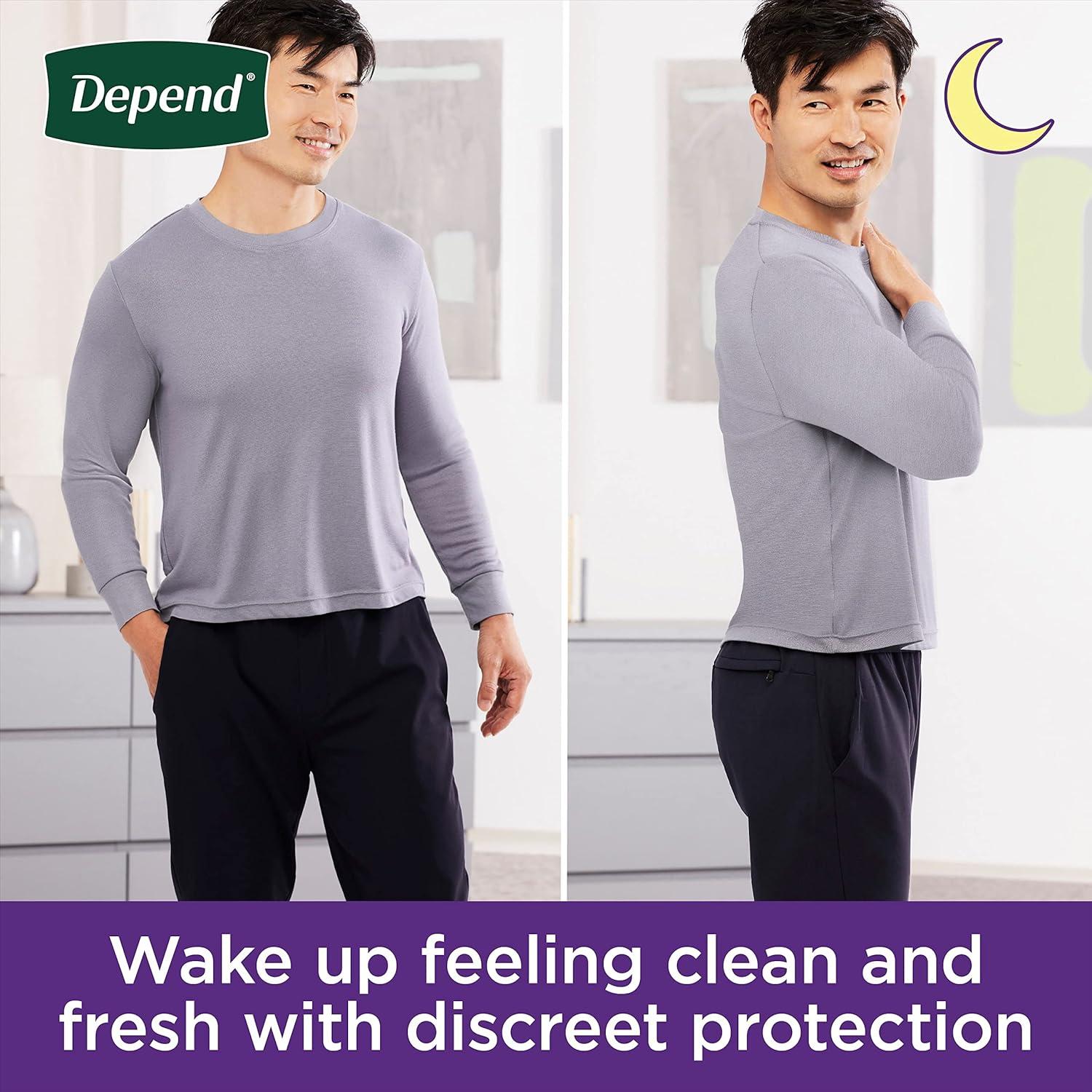 image:imageDepend Night Defense Adult Diapers Incontinence Underwear for Men Disposable Overnight ExtraLarge Grey 48 Count 4 Packs of 12 Packaging May VaryXLarge