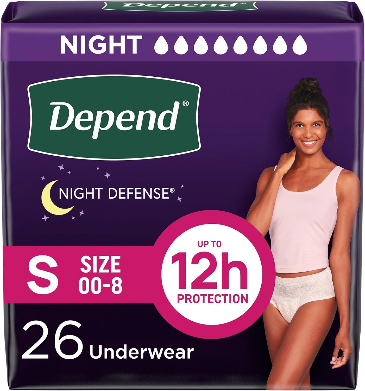 image:imageDepend Night Defense Adult Diapers Incontinence amp Postpartum Bladder Leak Underwear for Women Disposable Overnight Medium Blush 60 Count 4 Packs of 15 Packaging May VarySmall