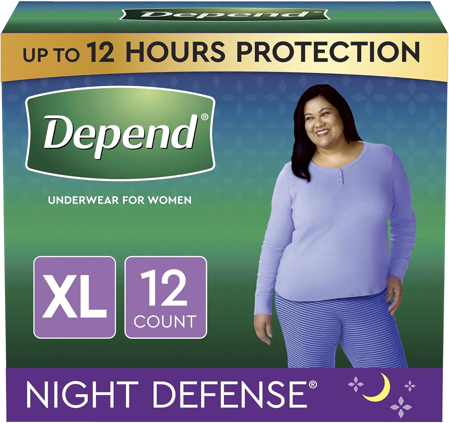 image:imageDepend Night Defense Adult Diapers Incontinence amp Postpartum Bladder Leak Underwear for Women Disposable Overnight Medium Blush 60 Count 4 Packs of 15 Packaging May VaryXLarge