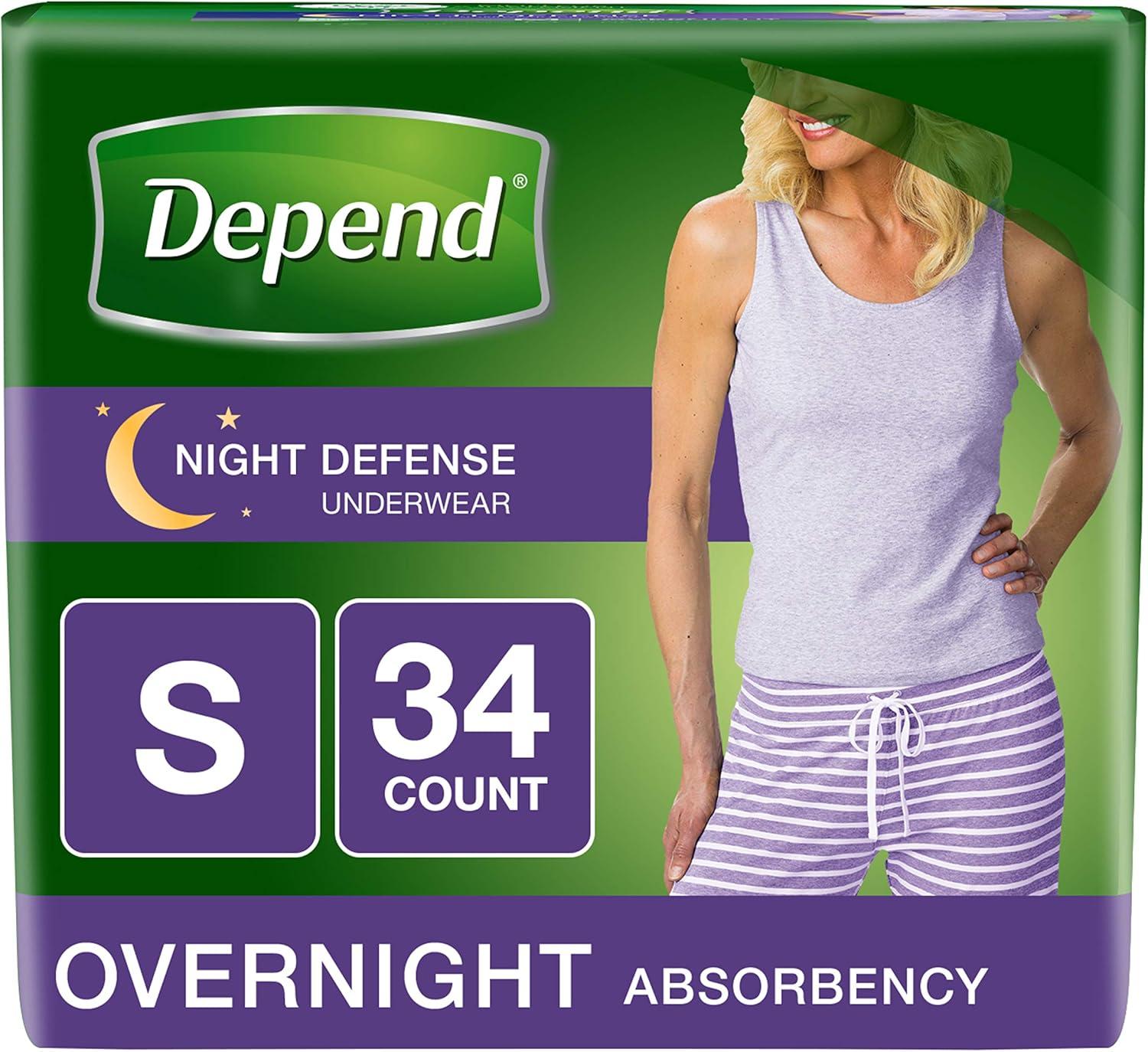 image:imageDepend Night Defense Adult Diapers Incontinence amp Postpartum Bladder Leak Underwear for Women Disposable Overnight Medium Blush 60 Count 4 Packs of 15 Packaging May VarySmall