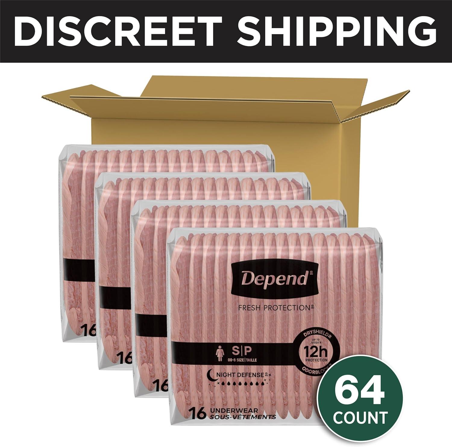 image:imageDepend Night Defense Adult Diapers Incontinence amp Postpartum Bladder Leak Underwear for Women Disposable Overnight Medium Blush 60 Count 4 Packs of 15 Packaging May VarySmall
