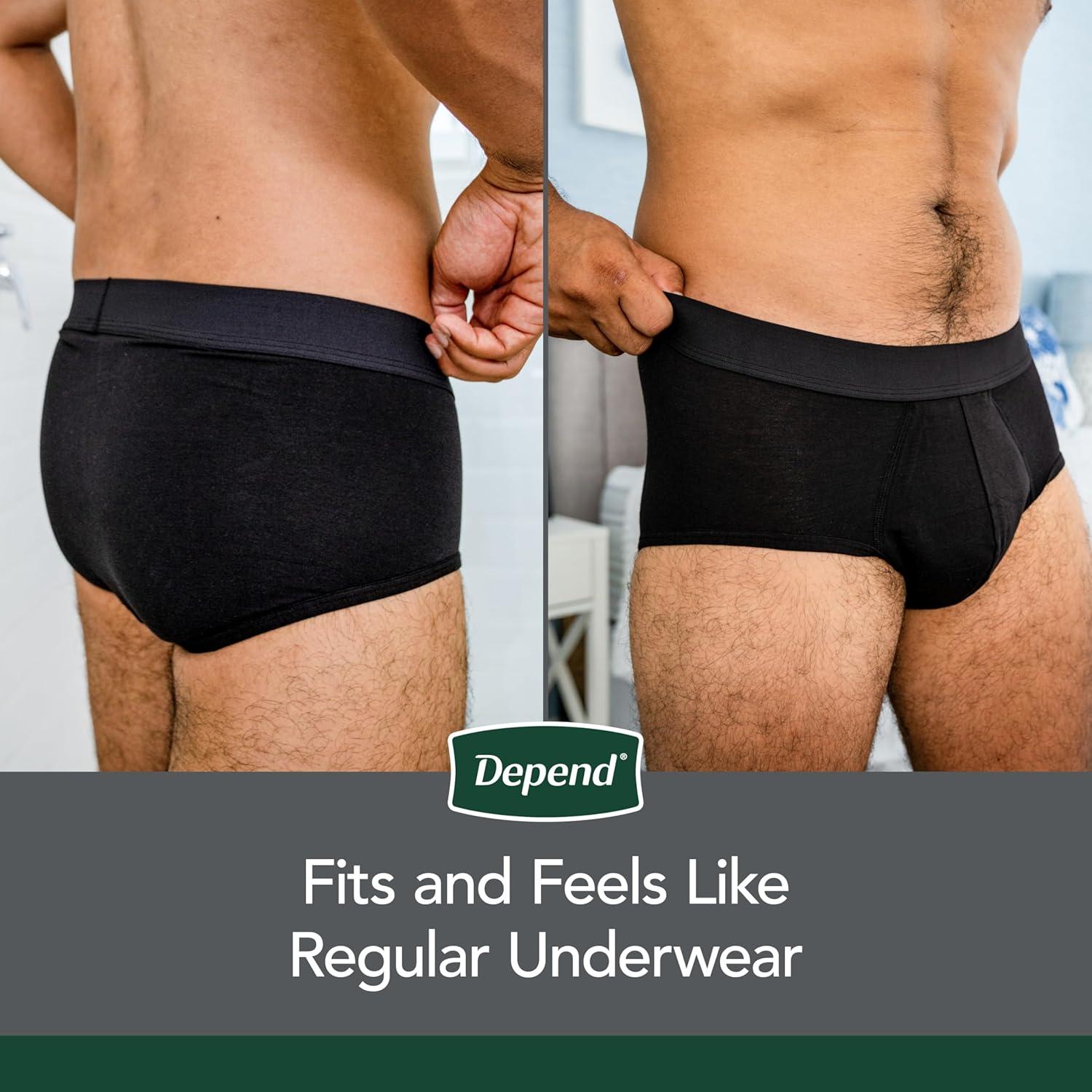 image:imageDepend Washable Adult Incontinence Underwear for Men Reusable Light Absorbency Large Black 1 CountXLarge