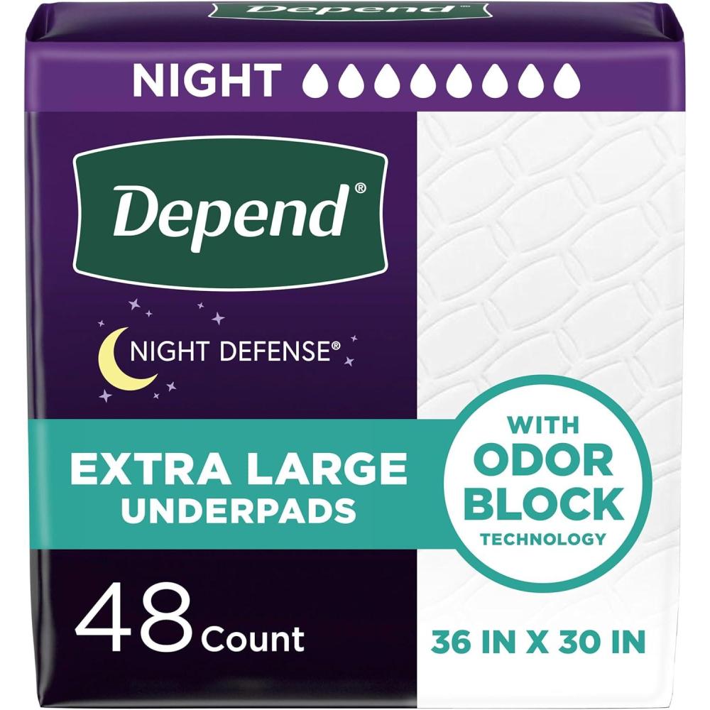 image:imageDepend Underpads Disposable Incontinence Bed Pads for Adults Slip Resistant 36x 21 24 Count 2 Packs of 12 Packaging May Vary36 x 30