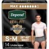 image:imageDepend Real Fit Adult Diapers Incontinence Underwear for Men Disposable Maximum Absorbency SmallMedium Black 56 Count 2 Packs of 28 Packaging May VaryGray
