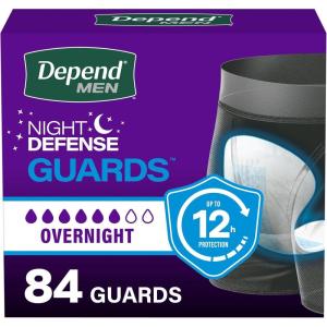 Depend Guards Incontinence Pads for Men, Overnight Absorbency, 84 Count, Packaging May Vary(84)