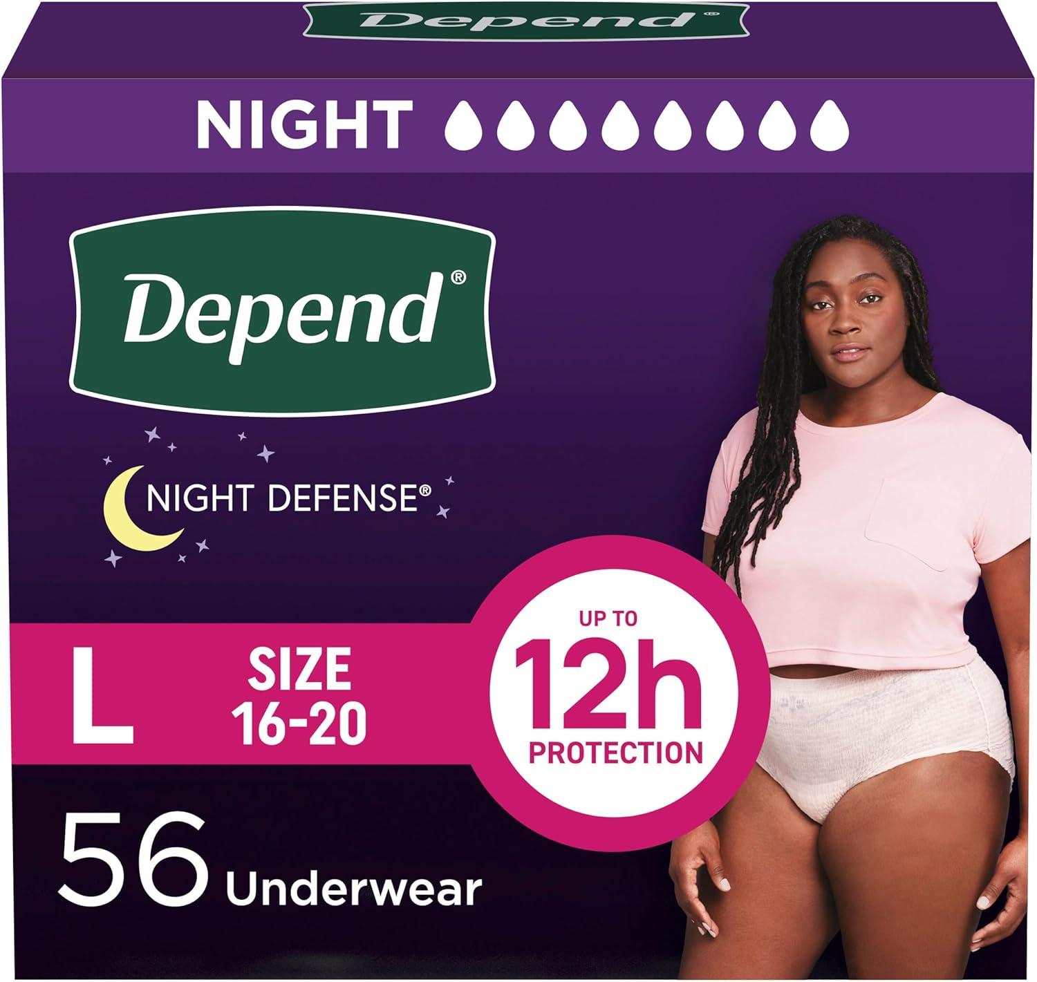 image:imageDepend Night Defense Adult Diapers Incontinence amp Postpartum Bladder Leak Underwear for Women Disposable Overnight Small Blush 16 Count Packaging May VaryLarge