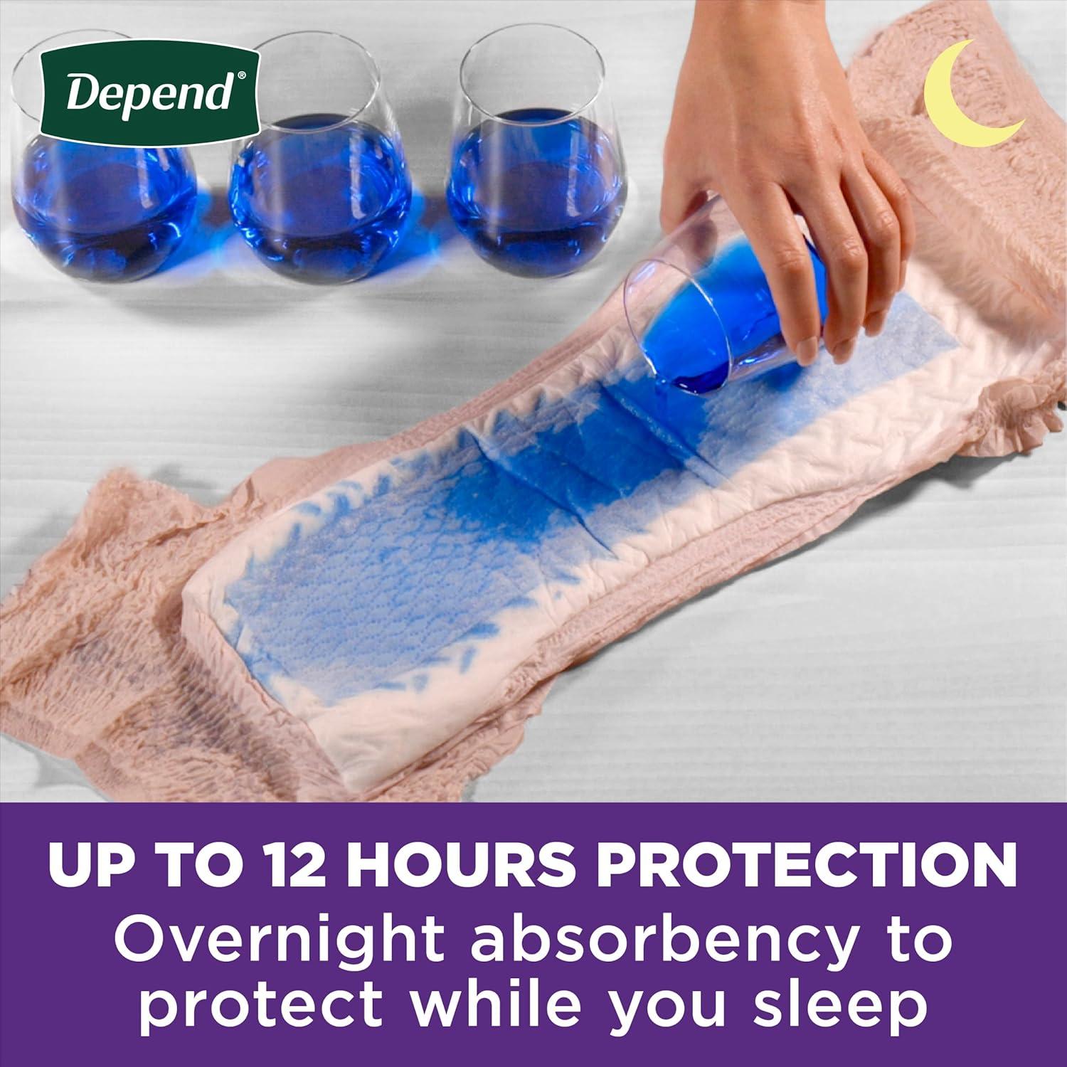 image:imageDepend Night Defense Adult Diapers Incontinence amp Postpartum Bladder Leak Underwear for Women Disposable Overnight XL Blush 64 Count Packaging May VaryLarge