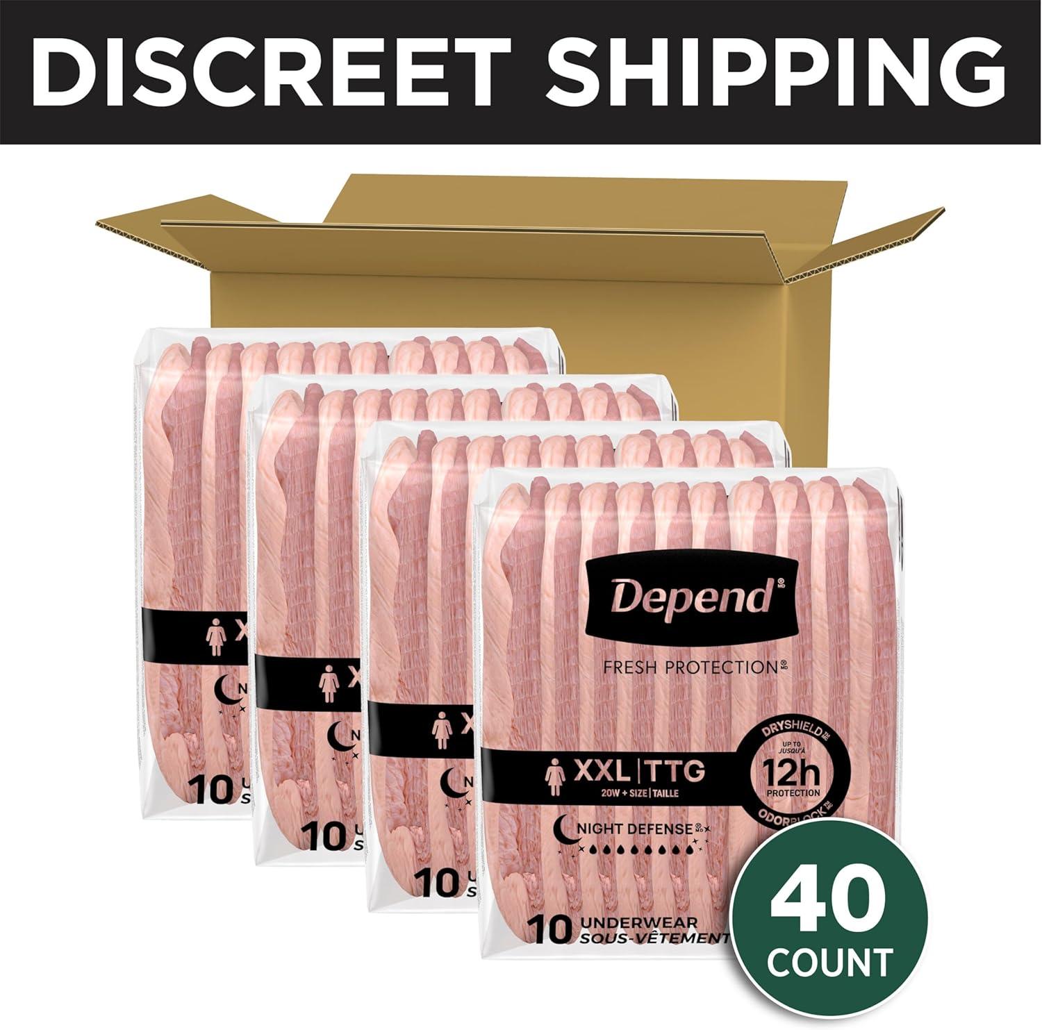 image:imageDepend Night Defense Adult Diapers Incontinence amp Postpartum Bladder Leak Underwear for Women Disposable Overnight XL Blush 64 Count Packaging May Vary2XLarge