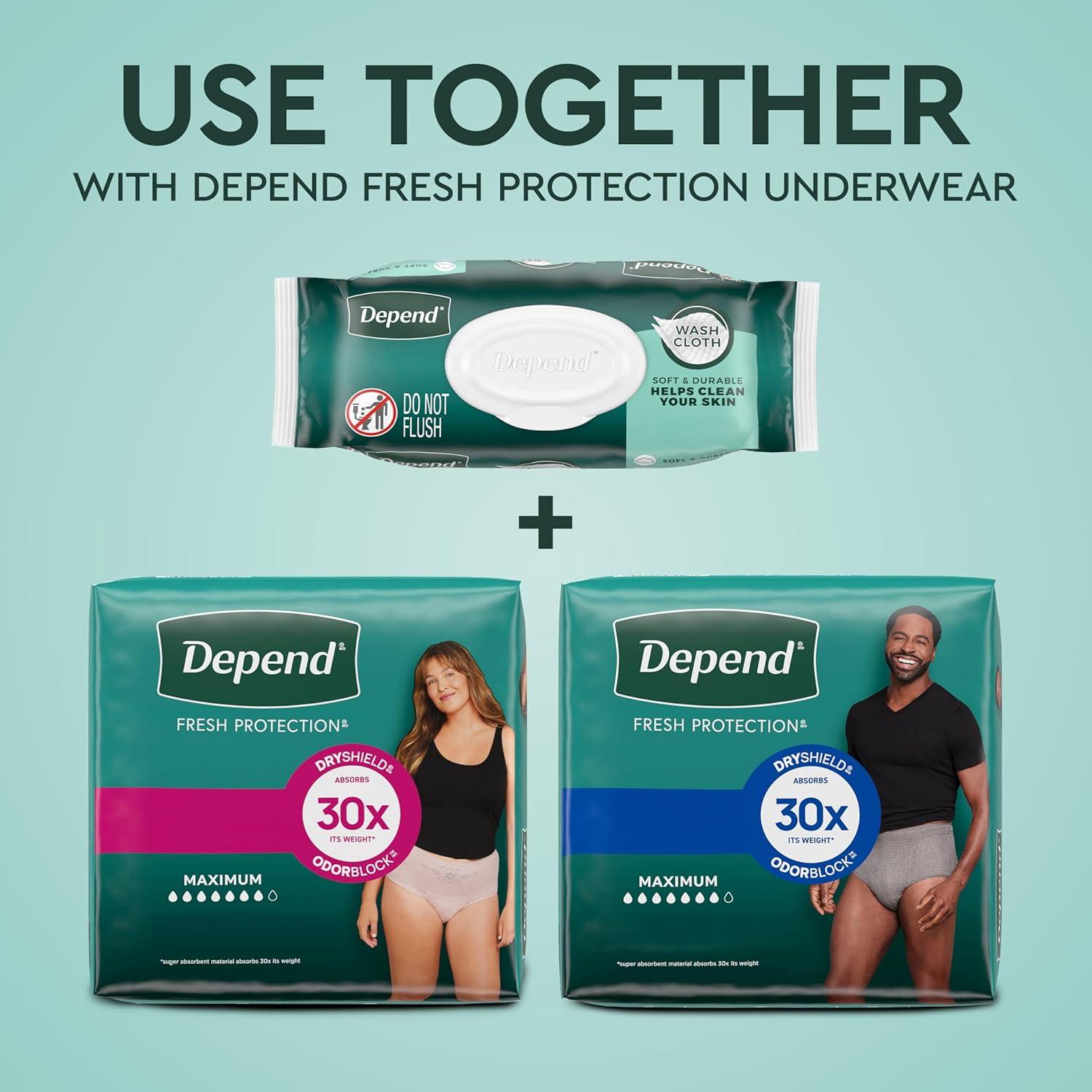 image:imageDepend XL Disposable Washcloths for Adults 8 FlipTop Packs 42 Wipes Per Pack 336 Wipes Total