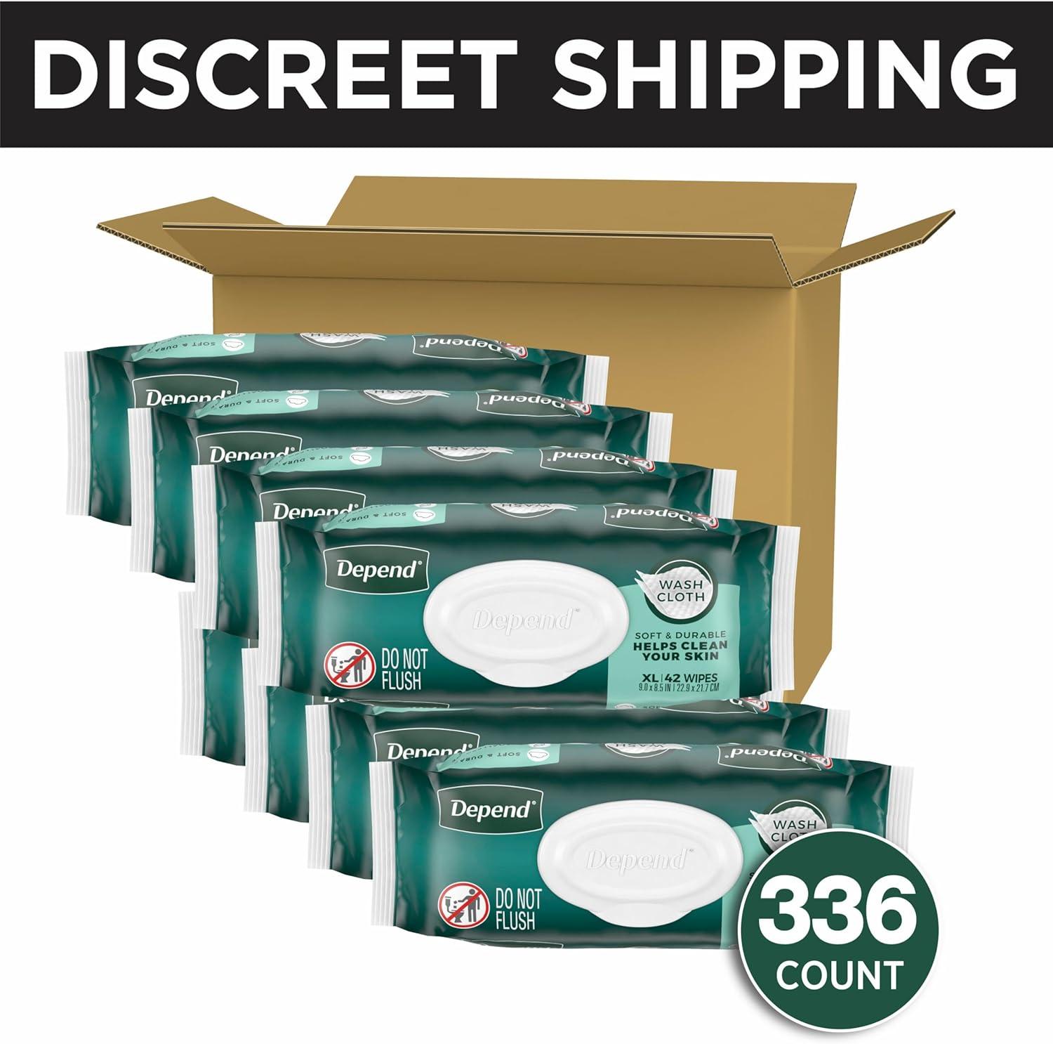 image:imageDepend XL Disposable Washcloths for Adults 8 FlipTop Packs 42 Wipes Per Pack 336 Wipes Total