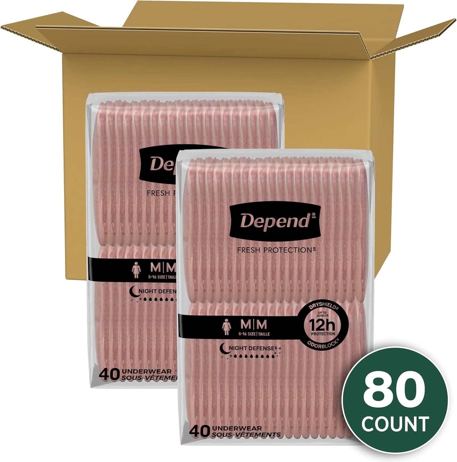 image:imageDepend Night Defense Adult Diapers Incontinence amp Postpartum Bladder Leak Underwear for Women Disposable Overnight XXL Blush 52 Count Packaging May VaryMedium
