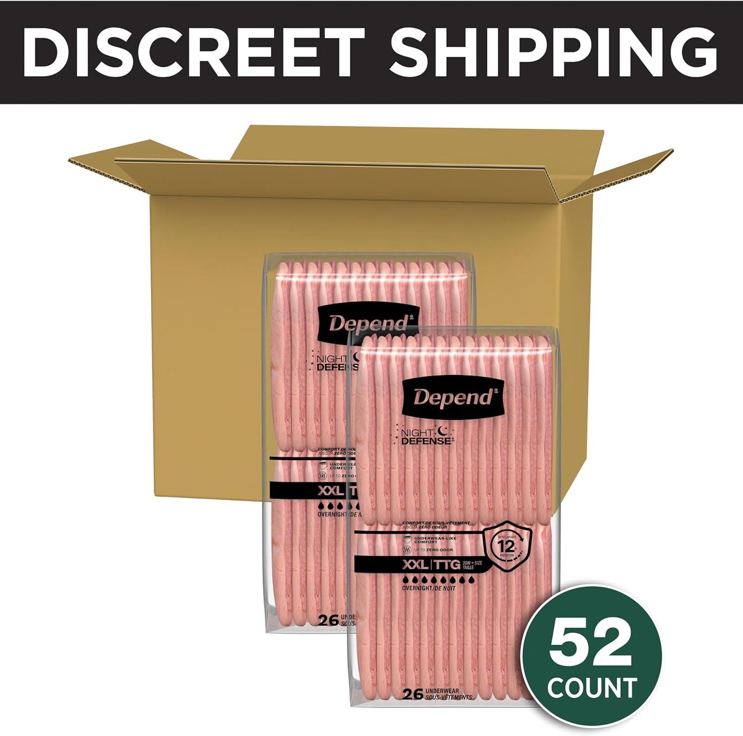 image:imageDepend Night Defense Adult Diapers Incontinence amp Postpartum Bladder Leak Underwear for Women Disposable Overnight XXL Blush 52 Count Packaging May VaryXxLarge