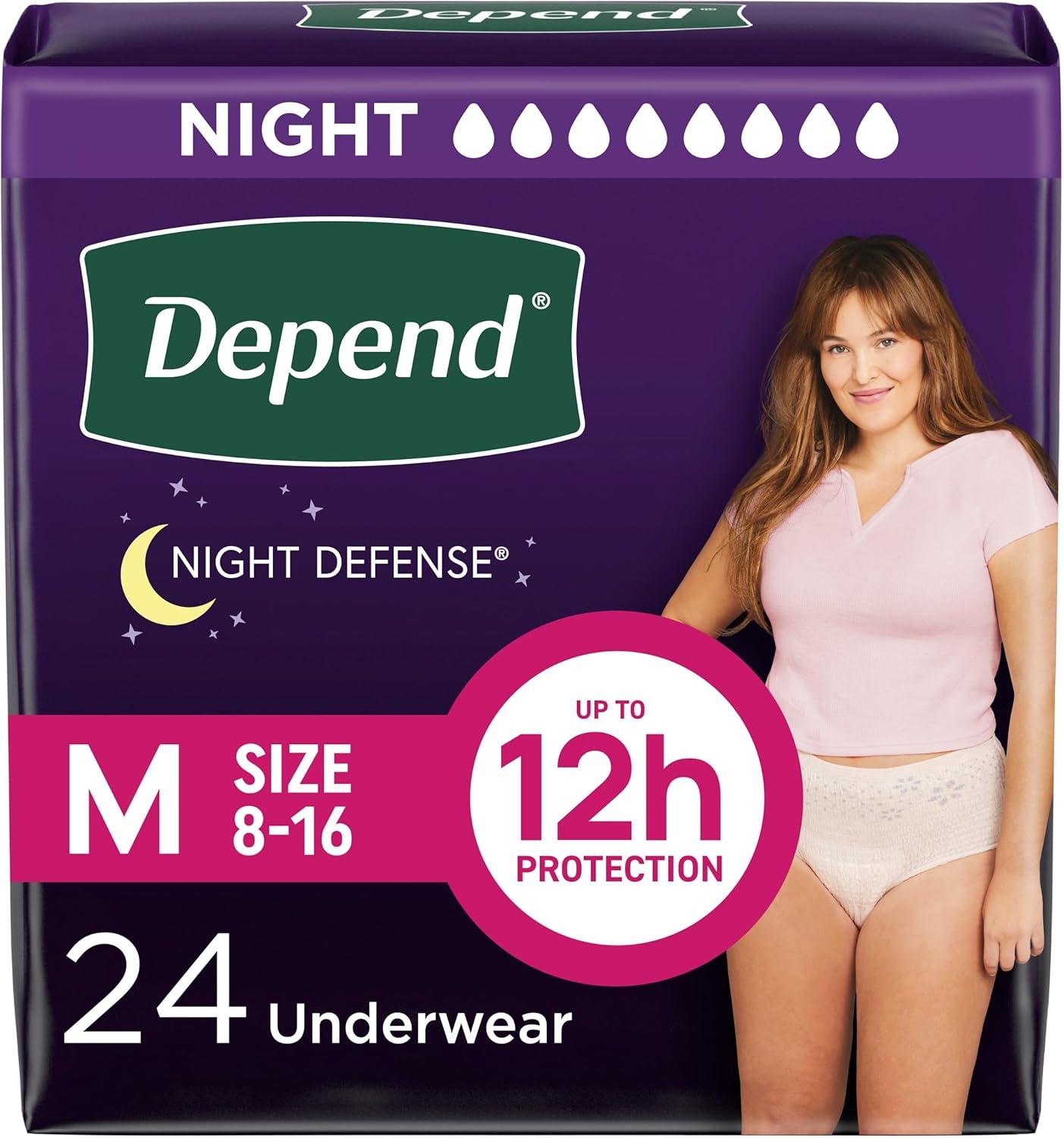 image:imageDepend Night Defense Adult Diapers Incontinence amp Postpartum Bladder Leak Underwear for Women Disposable Overnight XXL Blush 52 Count Packaging May VaryMedium
