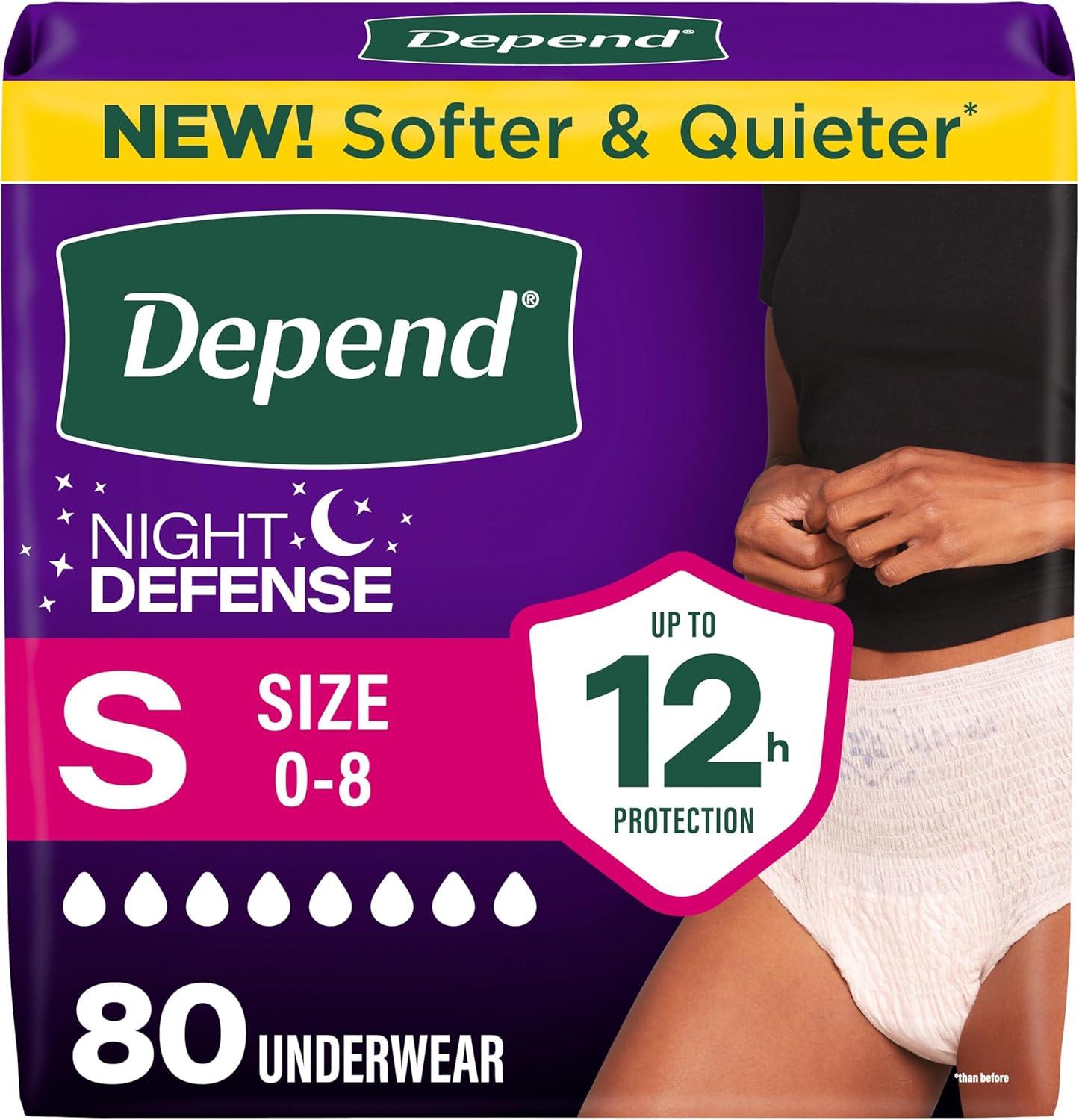 image:imageDepend Night Defense Adult Diapers Incontinence amp Postpartum Bladder Leak Underwear for Women Disposable Overnight XXL Blush 52 Count Packaging May VarySmall