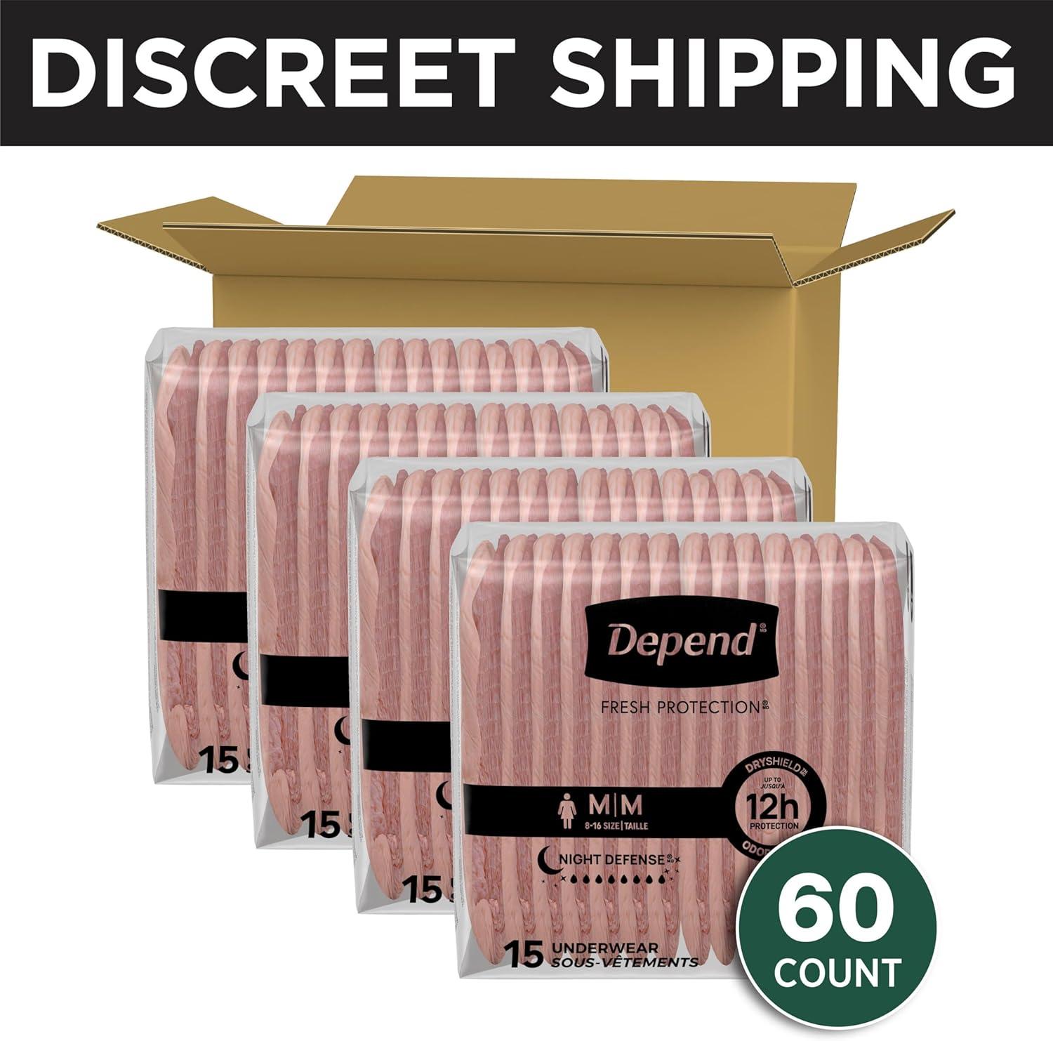 image:imageDepend Night Defense Adult Diapers Incontinence amp Postpartum Bladder Leak Underwear for Women Disposable Overnight XXL Blush 52 Count Packaging May VaryMedium