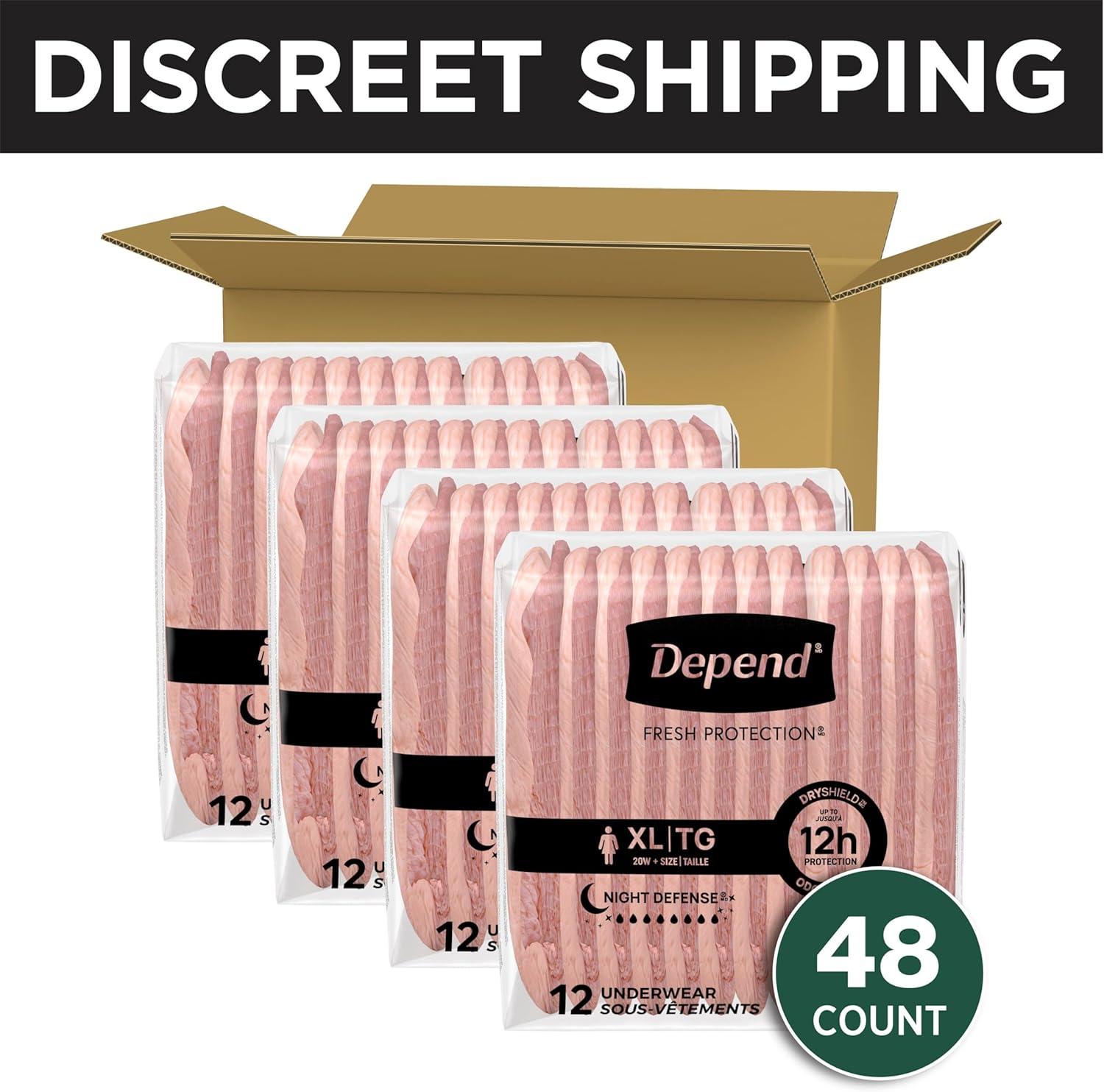 image:imageDepend Night Defense Adult Diapers Incontinence amp Postpartum Bladder Leak Underwear for Women Disposable Overnight XXL Blush 52 Count Packaging May VaryXLarge