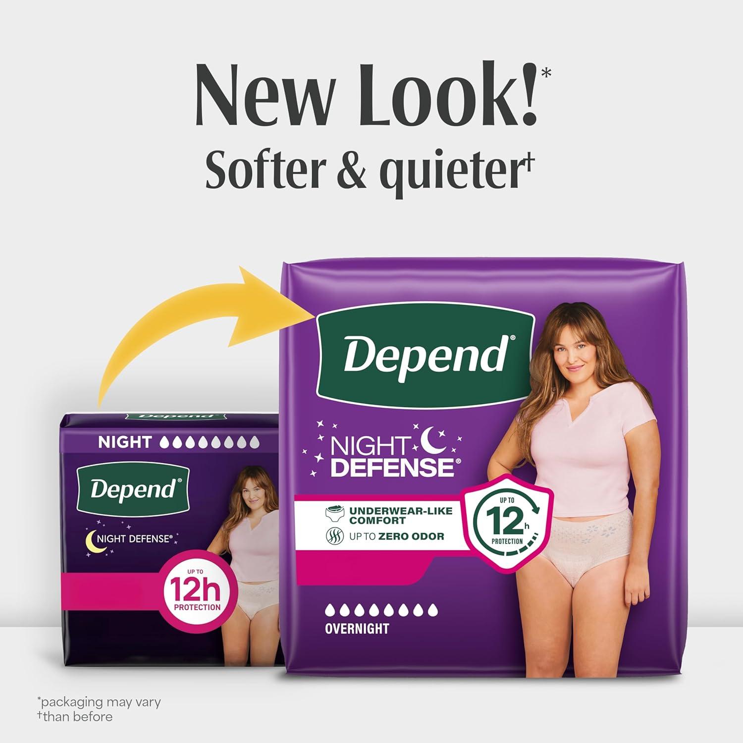 image:imageDepend Night Defense Adult Diapers Incontinence amp Postpartum Bladder Leak Underwear for Women Disposable Overnight XXL Blush 52 Count Packaging May VaryMedium