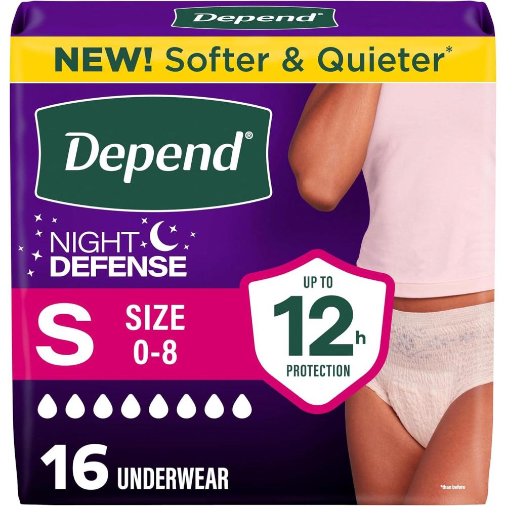 image:imageDepend Night Defense Adult Diapers Incontinence amp Postpartum Bladder Leak Underwear for Women Disposable Overnight XXL Blush 52 Count Packaging May VarySmall