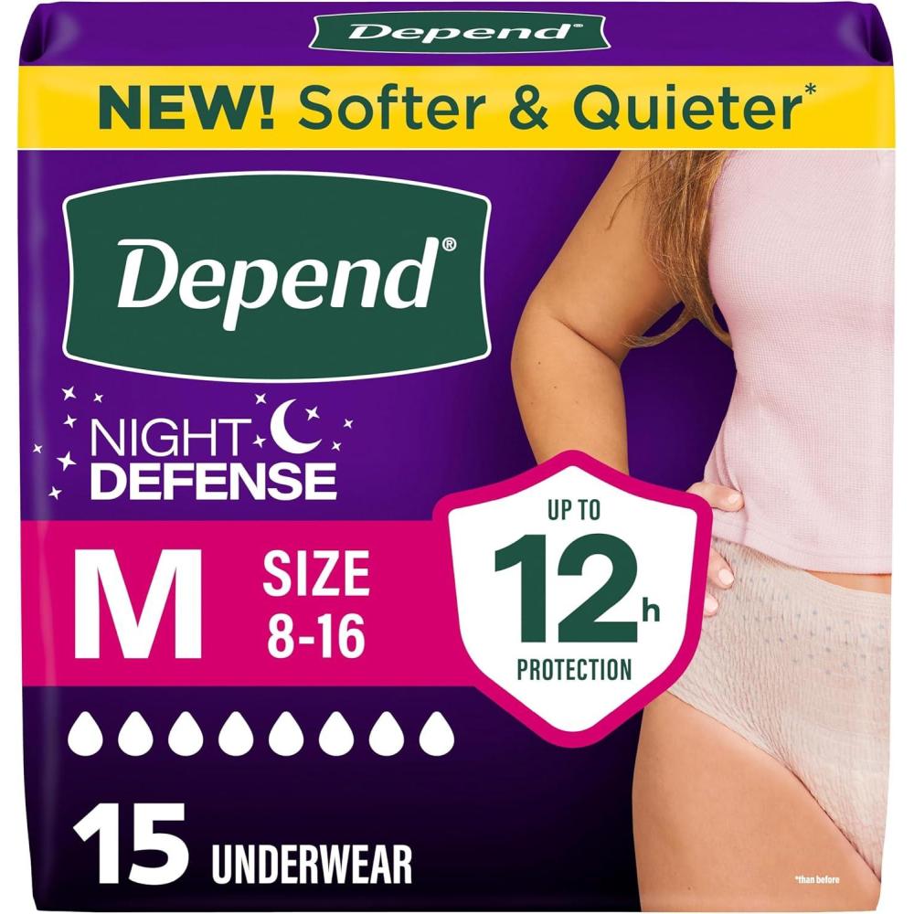 image:imageDepend Night Defense Adult Diapers Incontinence amp Postpartum Bladder Leak Underwear for Women Disposable Overnight XXL Blush 52 Count Packaging May VaryMedium